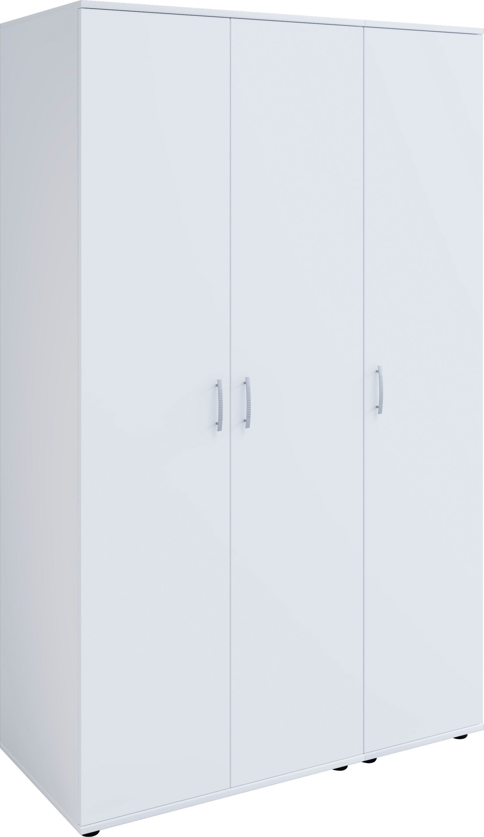 Lüttenhütt Kleiderschrank Kleiderschrank mit 3 Drehtüren, innen 2 Wäschefächer, 3 Ausführungen Weiß | Weiß