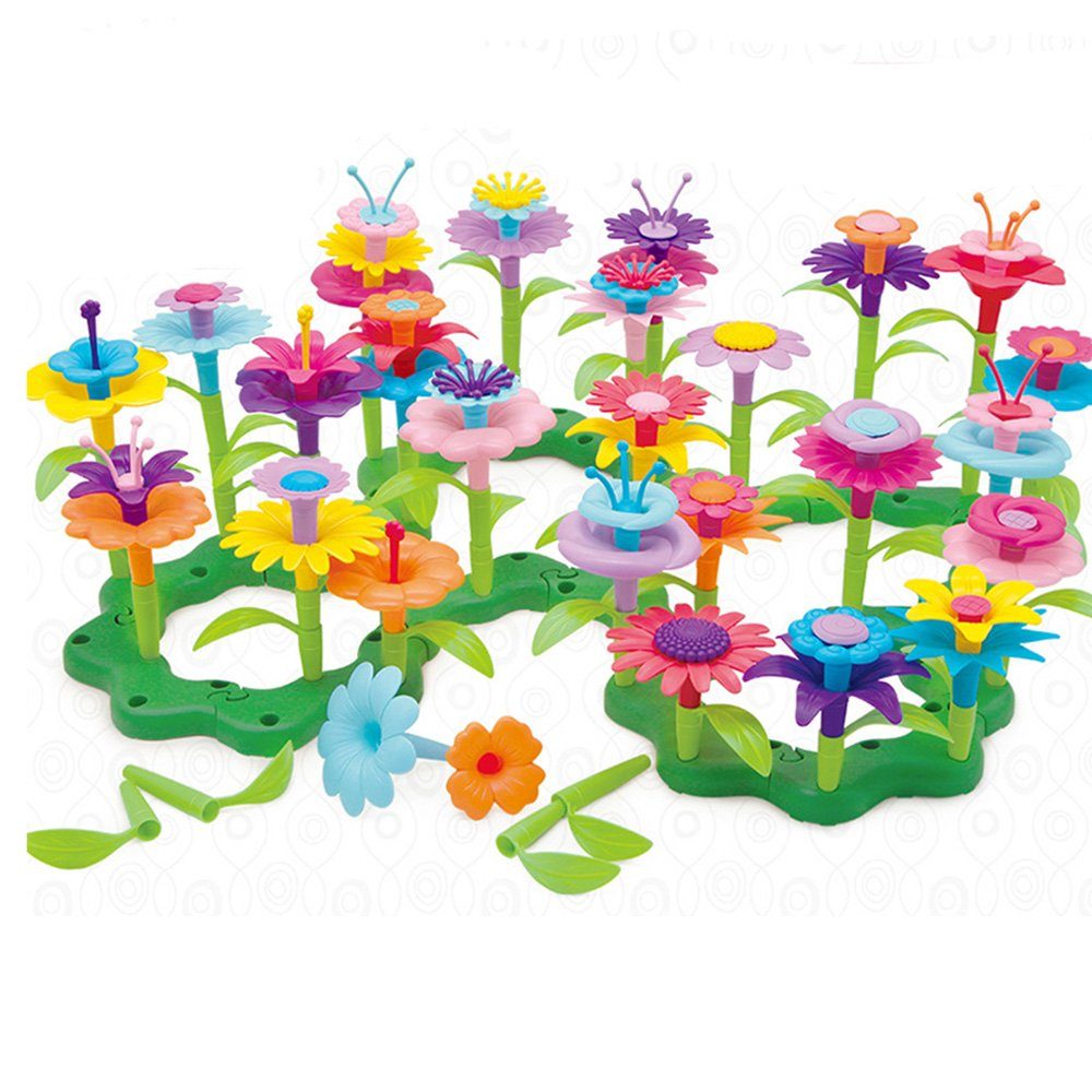 Juoungle Lernspielzeug Blumengarten-Spielzeug, Stapelspielzeug, Blumen Bauspielzeug-Set