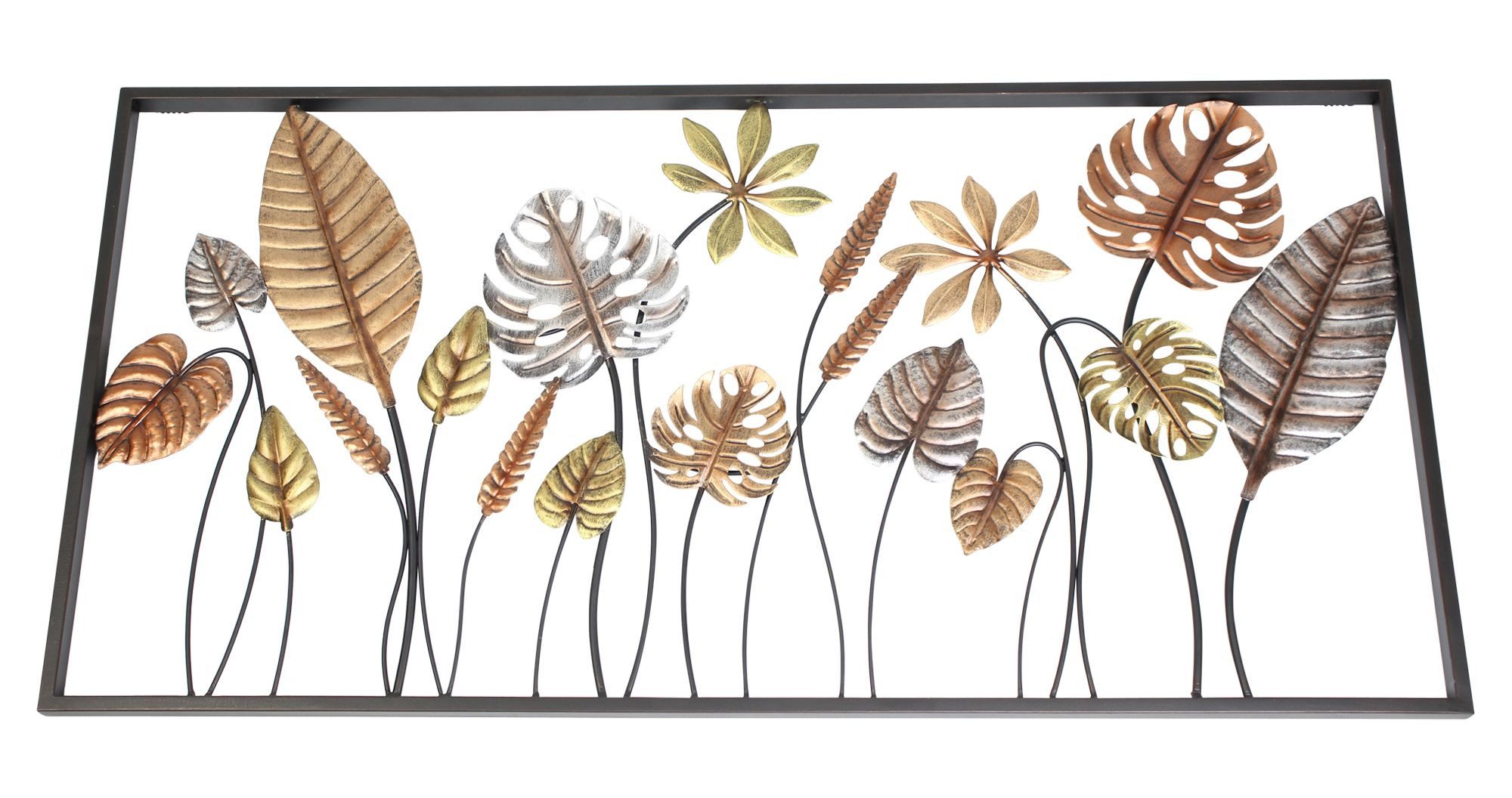 Dekoleidenschaft Wandbild "Blätter" aus Metall, 90x45 cm, in 3D Optik, Wanddeko, Wandschmuck, Blätter (1 St), Dekoobjekt, Metallbild, für Wohnzimmer Schlafzimmer Küche, Wandobjekt