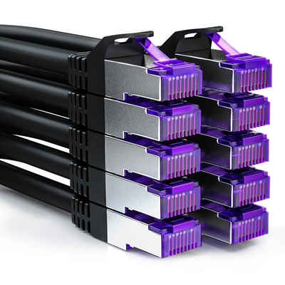 deleyCON deleyCON 10x 0,25m RJ45 Patchkabel SFTP Netzwerkkabel mit CAT7 LAN-Kabel