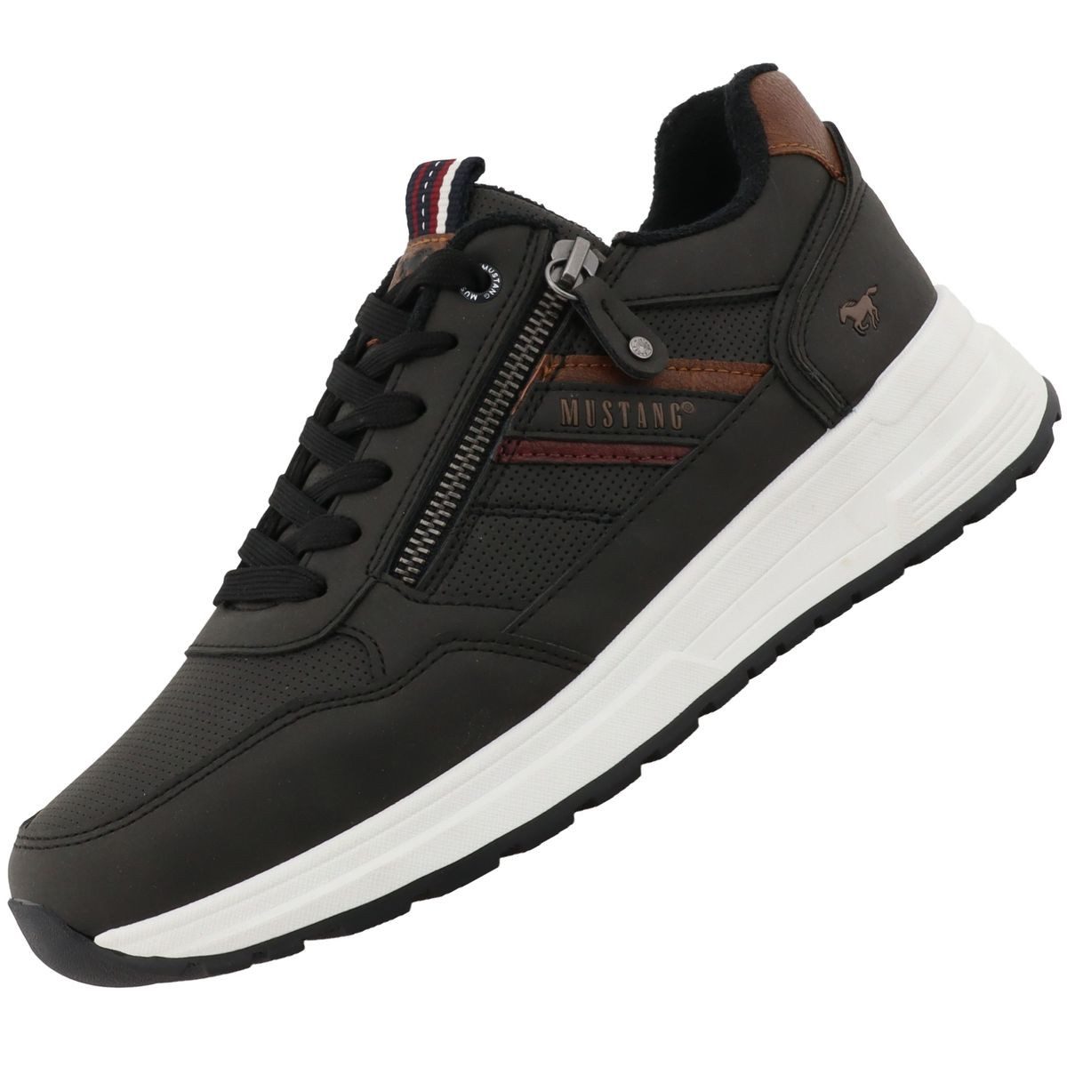 Mustang Shoes 15M0171001-black Sneaker Halbschuh mit praktischem Reißverschluss und Schnürung