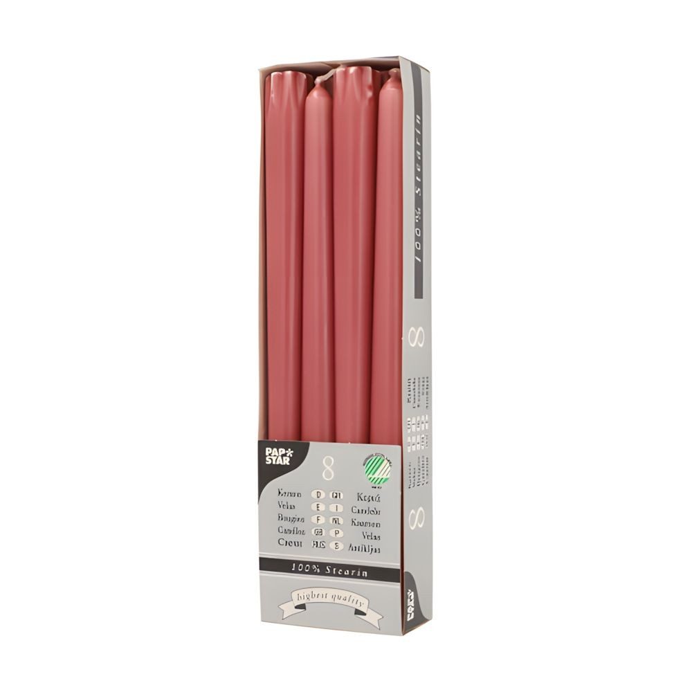 PAPSTAR Spitzkerze Leuchterkerzen Ø 2,2 cm, 25 cm rost aus 100 % Stearin 8 Stk