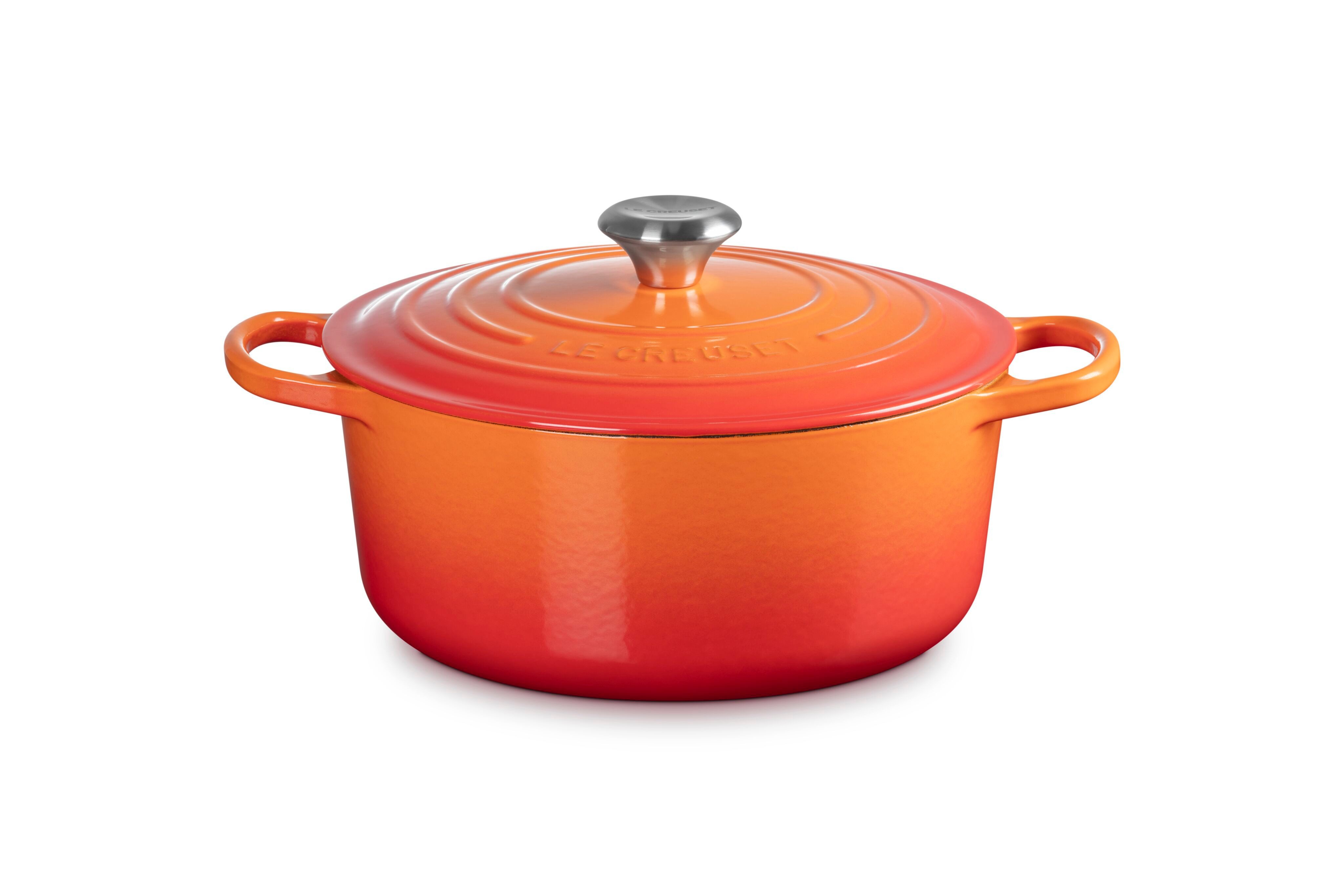 LE CREUSET Bräter Signature Gusseisen-Bräter, Gusseisen, Rund, Ø 26 cm, 4,2 l, 5,14 kg, Ofenrot, 21177260902430