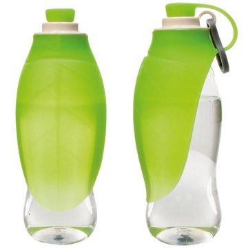 Schecker Reisenapf Hunde - Trinkflasche mit Silikon - Trinkblatt, Kunststoff, Silikon, Das an der Flasche anliegende Blatt einfach nach vorne umklappen
