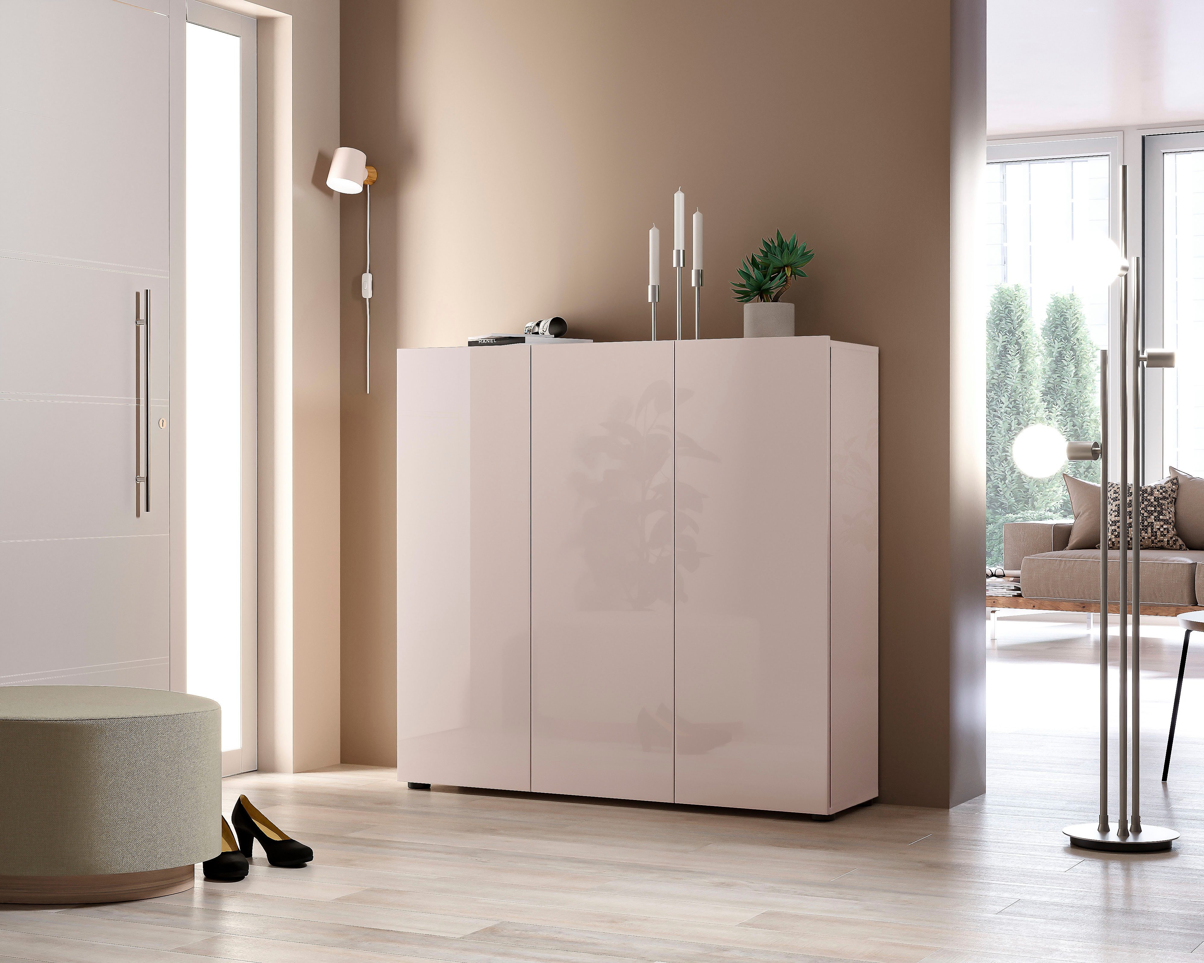 Home affaire Schuhschrank MISTER- Schuhregal, Made in Italy, 12 Fächer, 10 Einlegeböden Breite 120 cm, höhe 114 cm, komplett Hochglanz lackiert