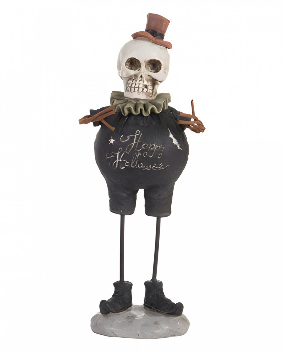 Dekoobjekt Happy Halloween Skelett Figur im Vintage Stil 21cm