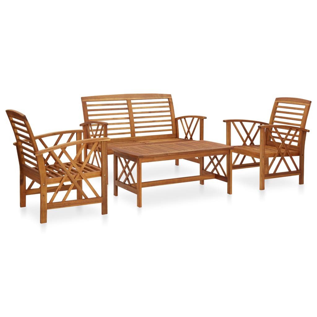 vidaXL Gartenlounge-Set 4-tlg. Garten-Lounge-Set Massivholz, (1-tlg)