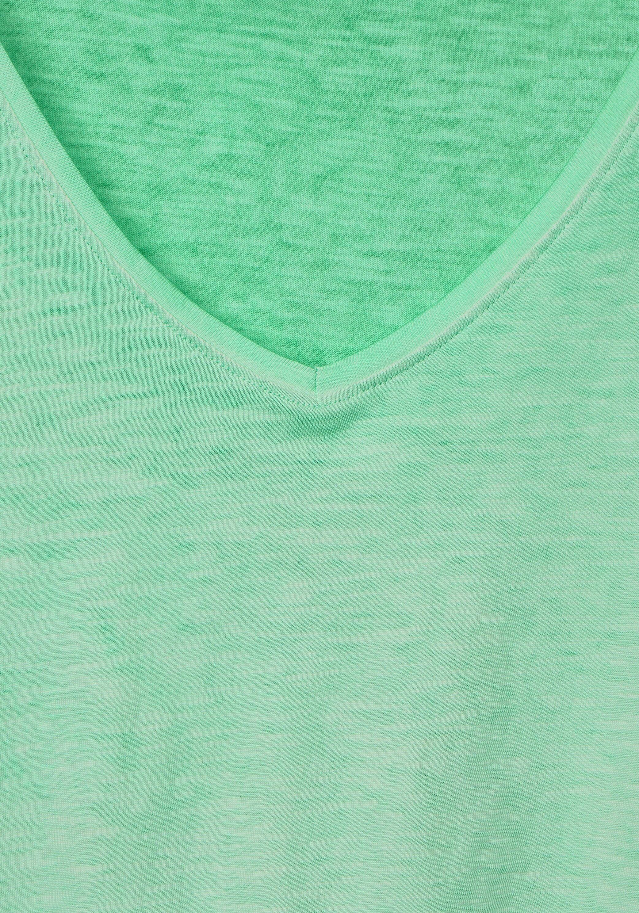 Cecil T-Shirt fresh an den Cut-Outs Schultern green mit