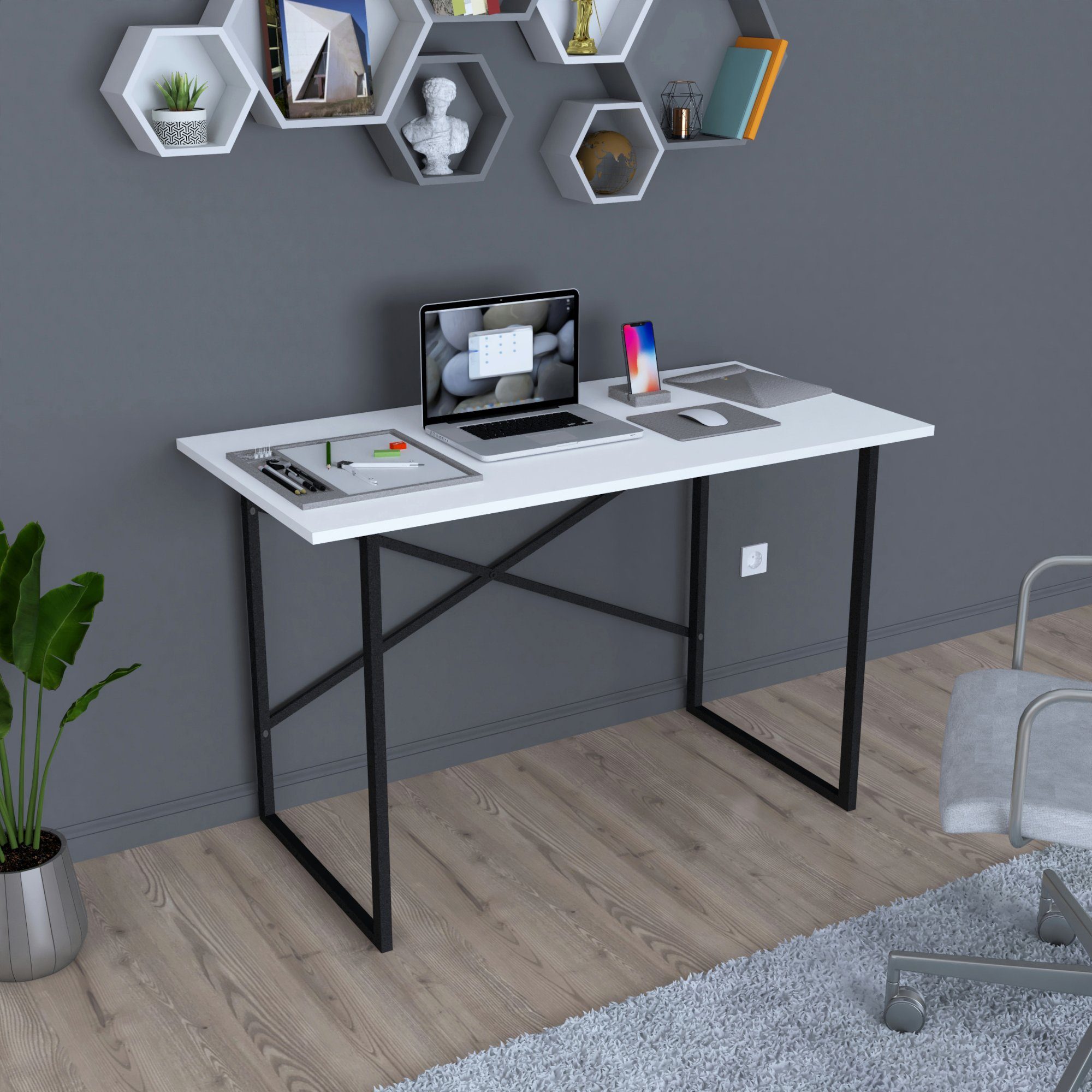 en.casa Schreibtisch, »Tjeldsund« Bürotisch 120x60x75cm Weiß günstig online kaufen