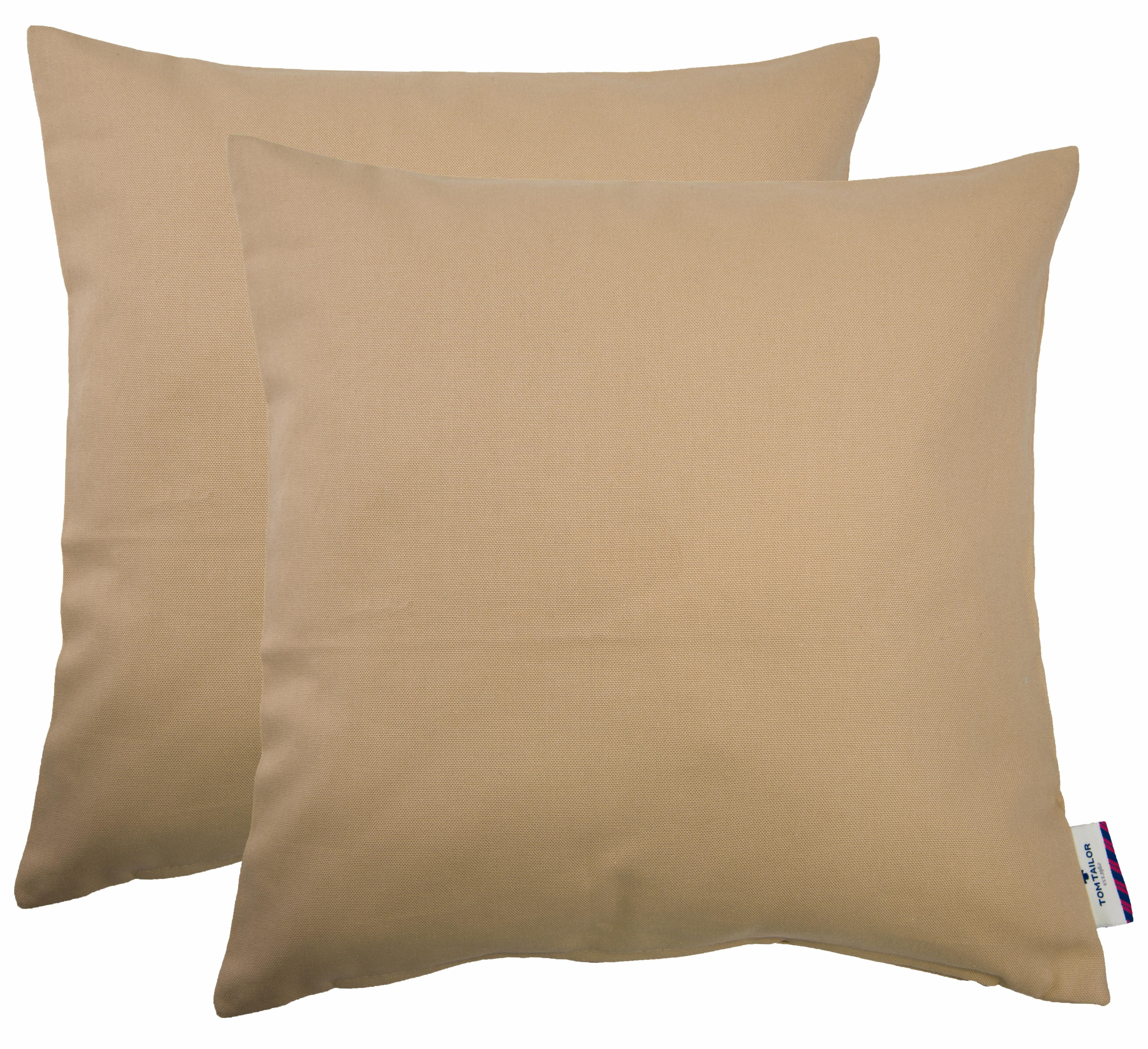 TOM TAILOR HOME Dekokissen Dove, 2er unifarben, Kissenhüllen ohne beige Pack Füllung