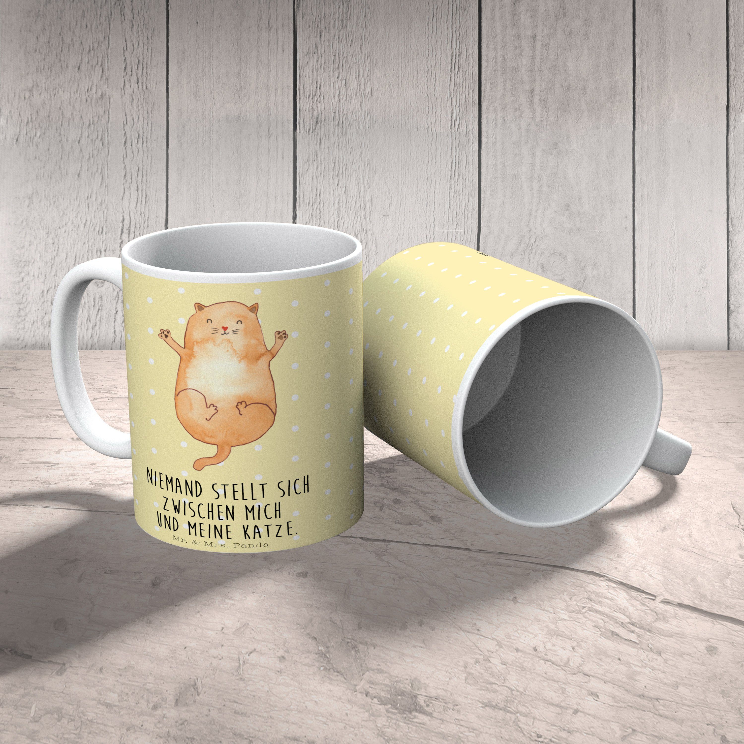 Panda Gelb Geschenk Umarmen Tasse, Cat, & Miau, Geschenk, Tasse - - Mr. Mrs. Katzen Keramik Pastell