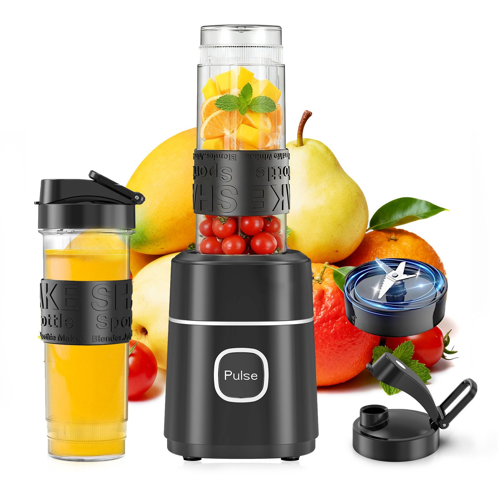 Standmixer Smoothie Maker 500W Mini Mixer mit 2x570ml Tritan BPA Freier Flasche