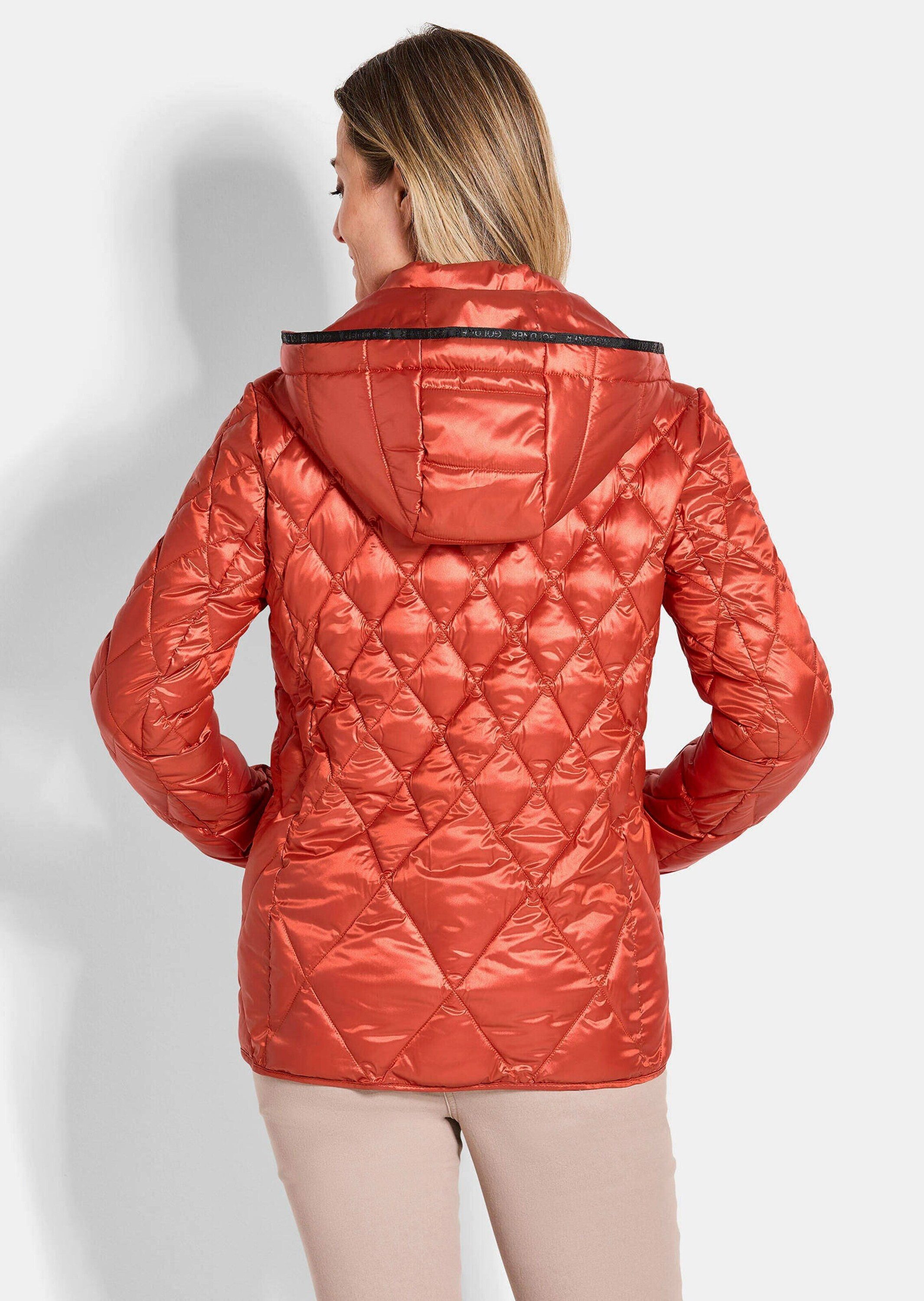 GOLDNER Outdoorjacke Kurzgröße: Winterjacke mit Metallic-Glanz Kapuzenjacke mit Stehkragen, 2-Wege-Reißverschluss und Langarm