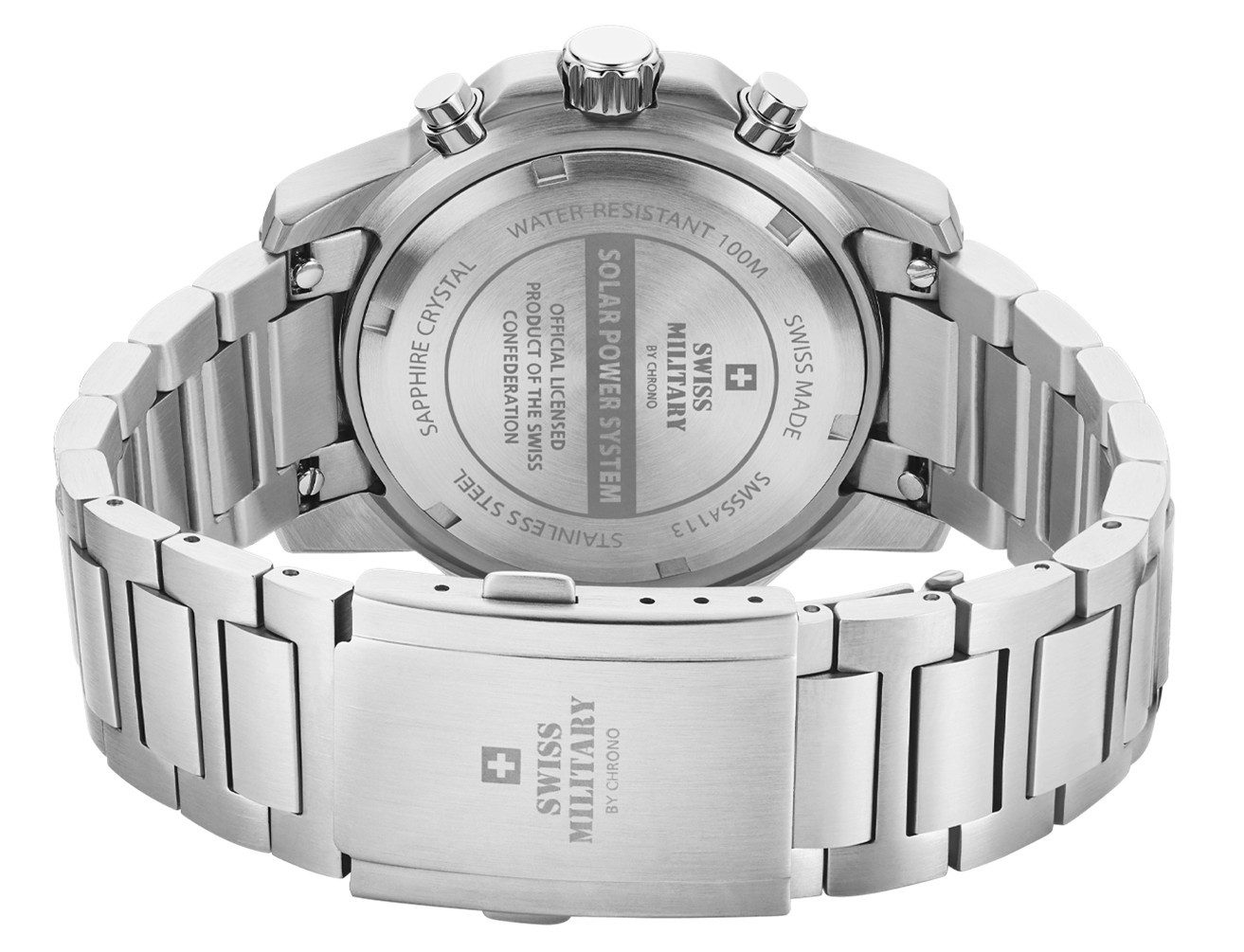 Swiss Military by Chrono Chronograph Solaruhren Schweizer Sportuhren wasserdicht 100m SMS34113, links drehende Lünette