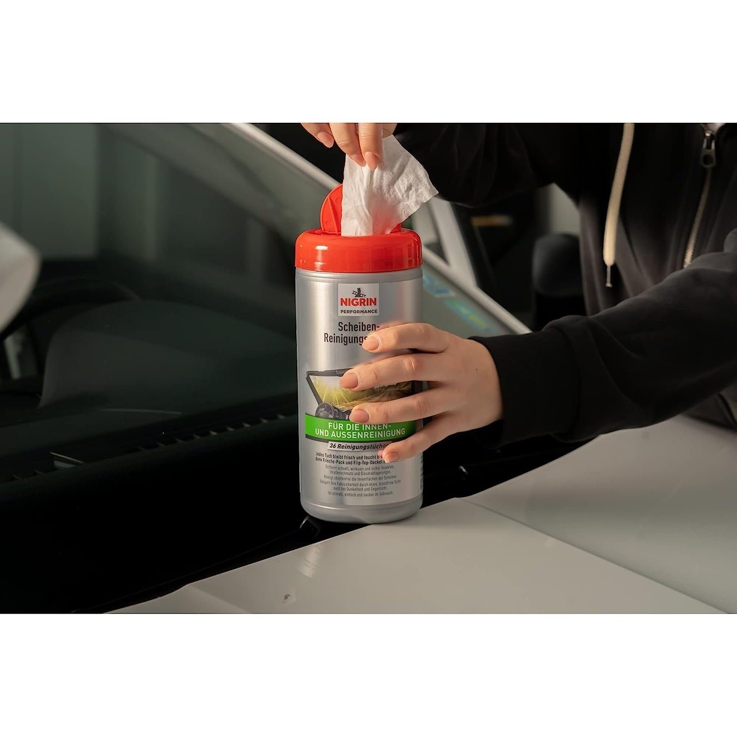 NIGRIN Fensterreiniger NIGRIN Stück Reinigungstücher, Autoscheiben Inhalt 36 Spenderbox