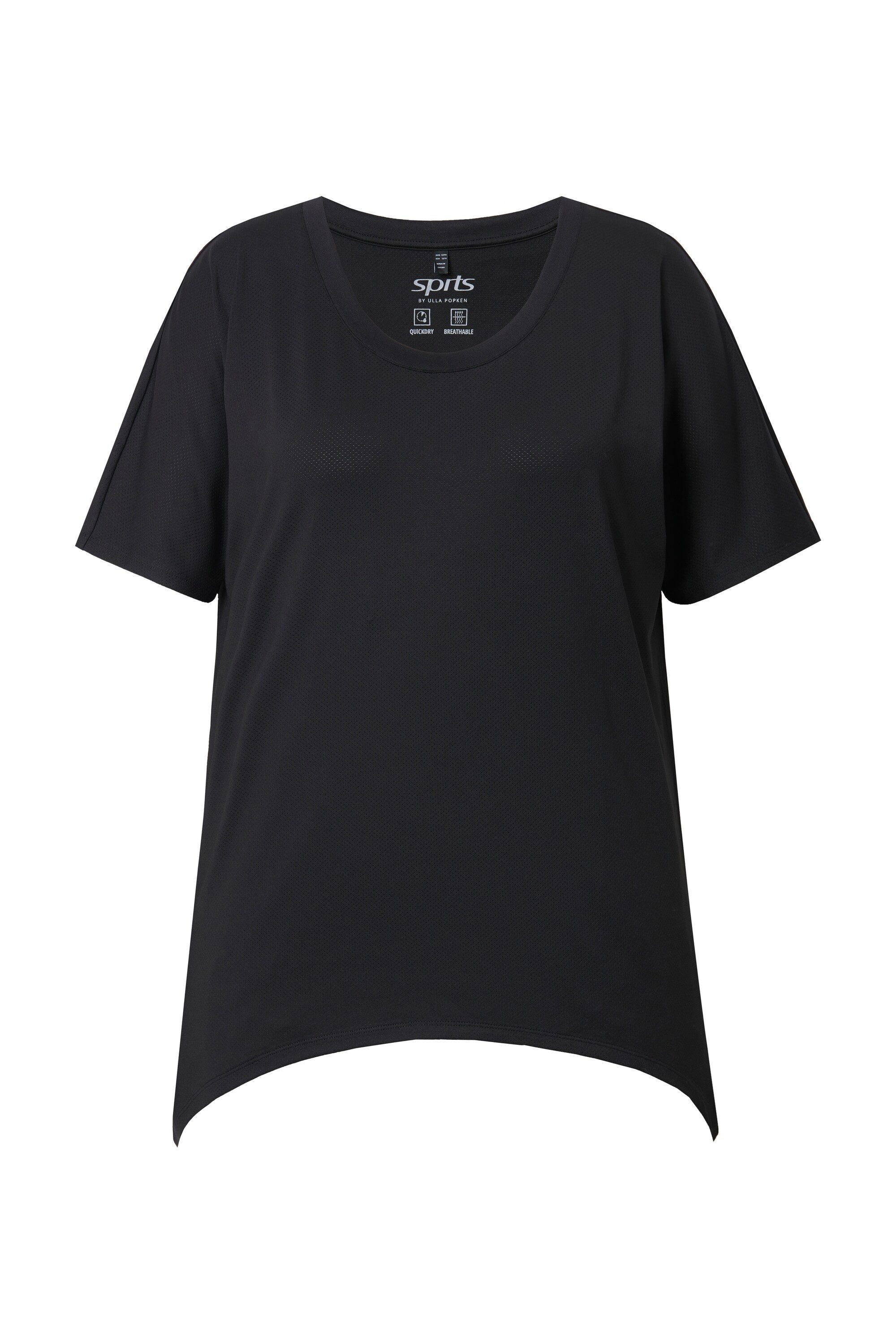 Ulla Popken T-Shirt Funktions-Shirt Zipfelsaum Rundhals günstig online kaufen