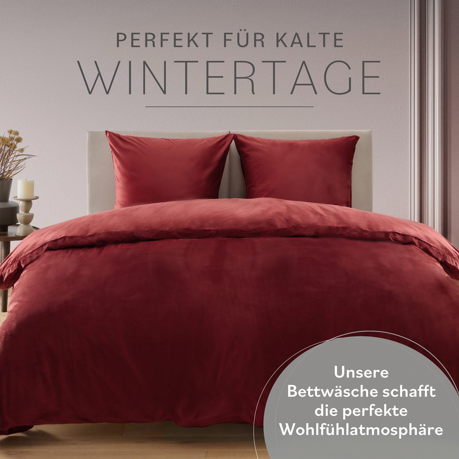 Blumtal Bettwäsche Cashmere-Touch Plüsch, warme Winterbettwäsche + Kopfkissenbezug