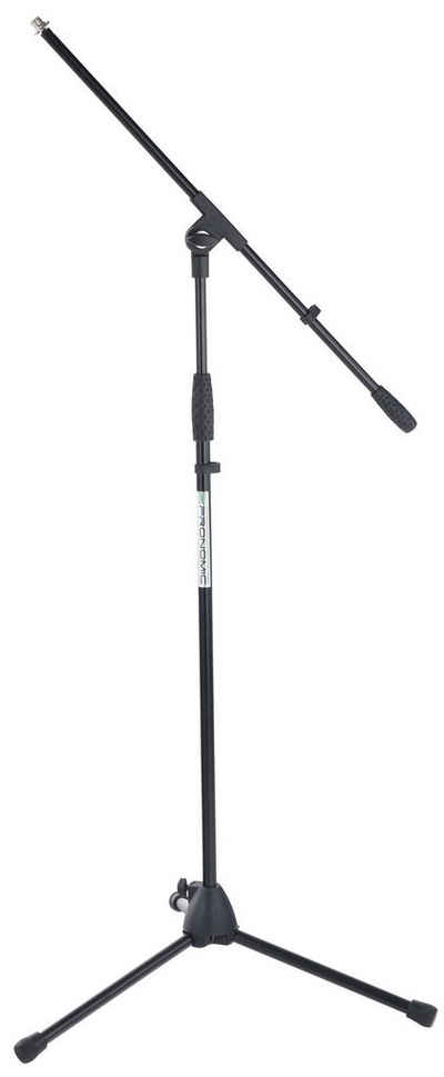 Pronomic Mikrofonständer MS-116 Mikrofonständer mit Galgen (stabiler Dreibein Galgenständer, höhenverstellbar, inkl. Reduziergewinde und Kabelklemmen, schwarz), Galgen in Länge und Neigung verstellbar