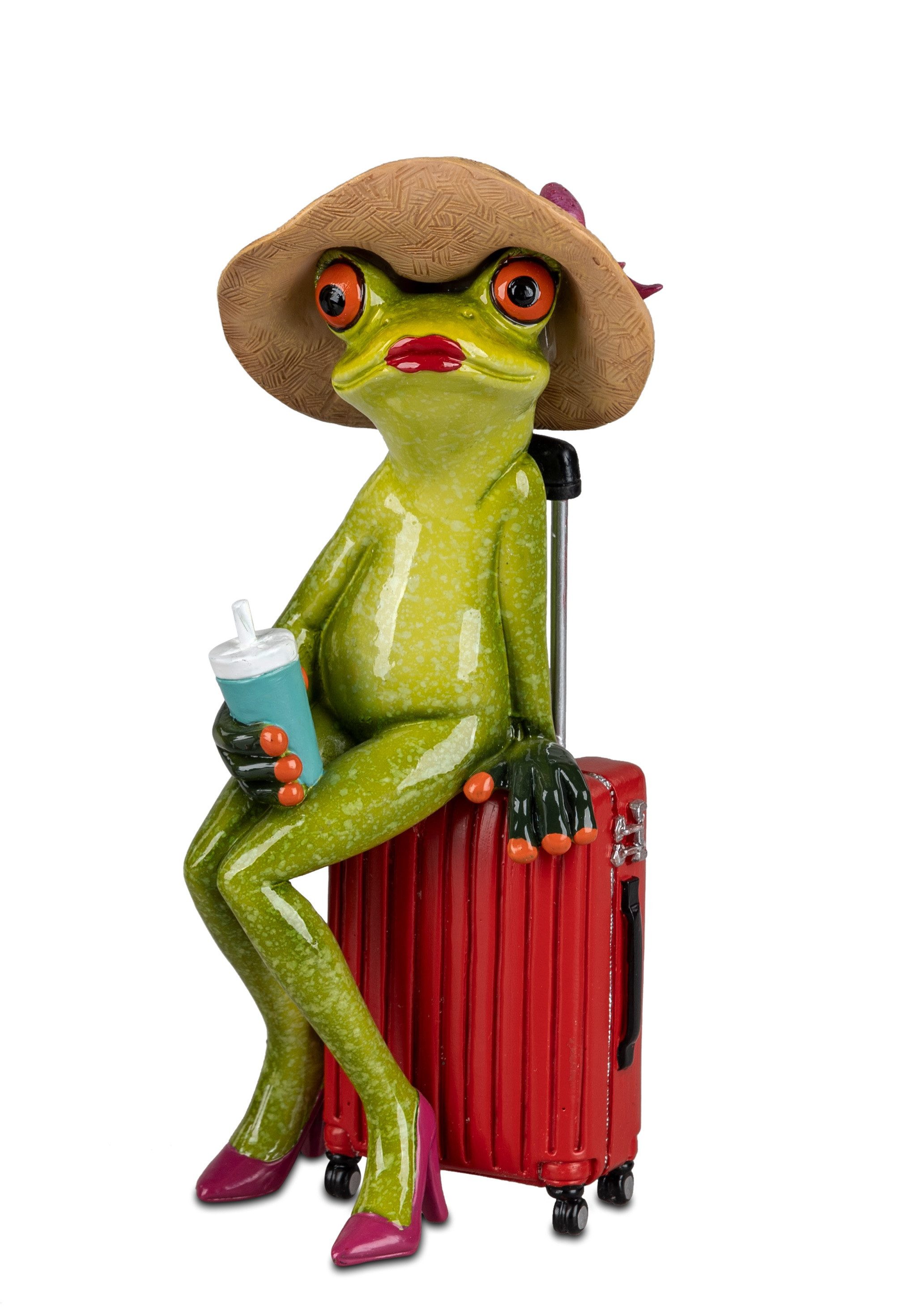 Dekofigur Froschlady Reise Frosch m. Koffer od Frosch m. Handtasche Froschhausen