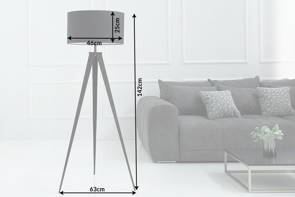 riess-ambiente Stehlampe TRIPOD 142cm schwarz, ohne Leuchtmittel, Stehleuchte · Retro · Stoff-Schirm · Wohnzimmer – Bild 5 von 5