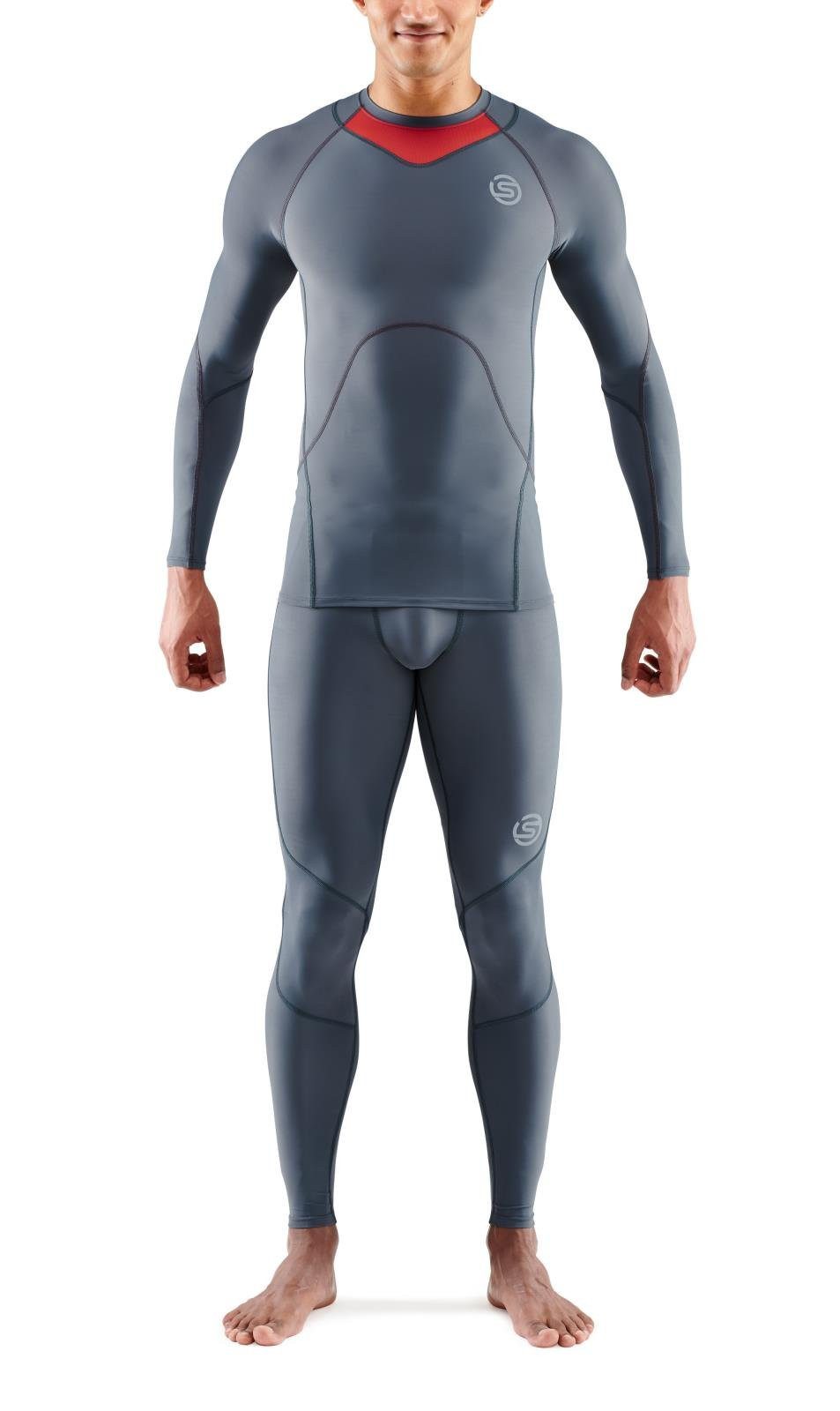 Skins Langarmshirt Funktionsunterwäsche 3-Series (enganliegend) charcoalgrau Herren