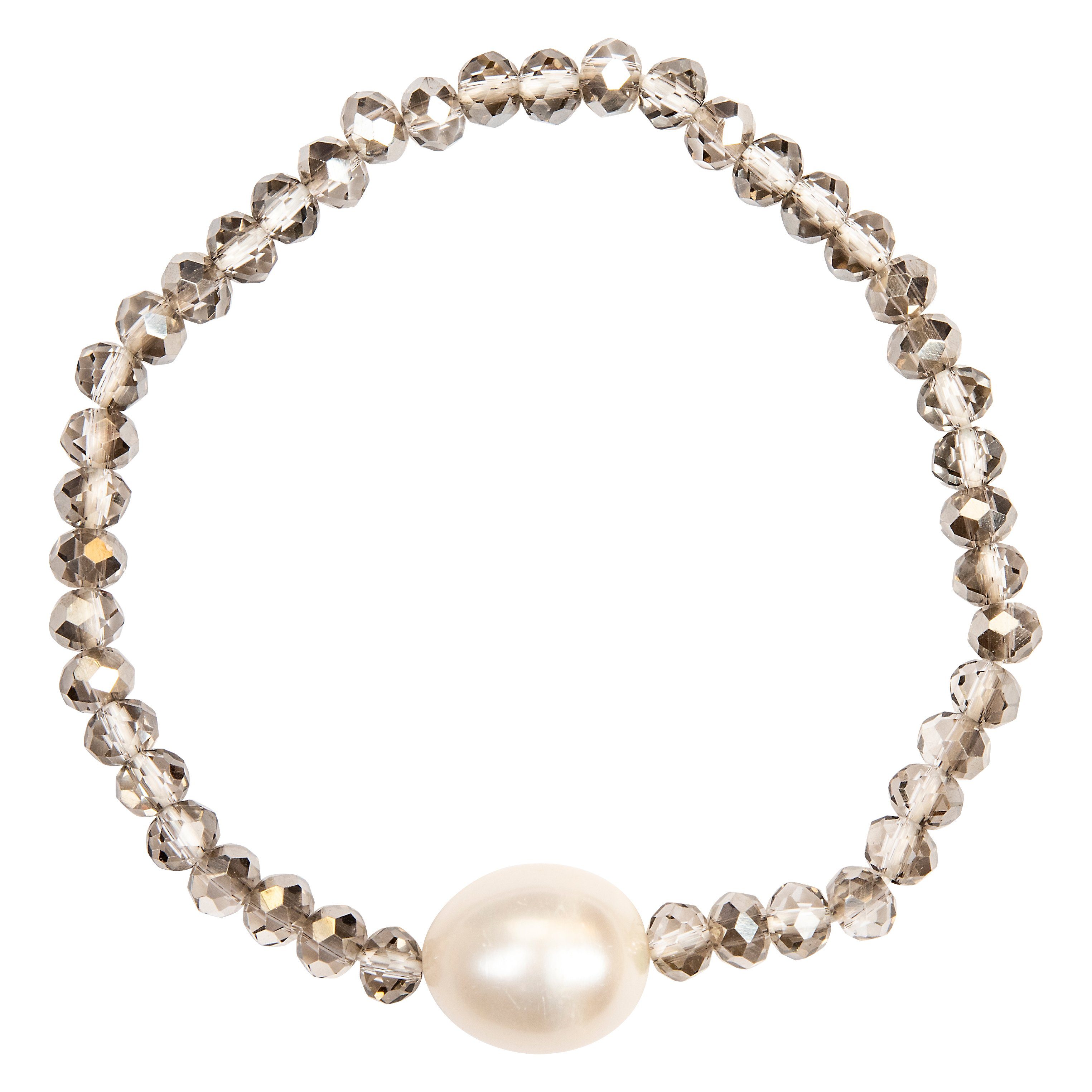 Celia von Barchewitz Perlenarmband Kristallarmband beige mit ovaler, weißer günstig online kaufen