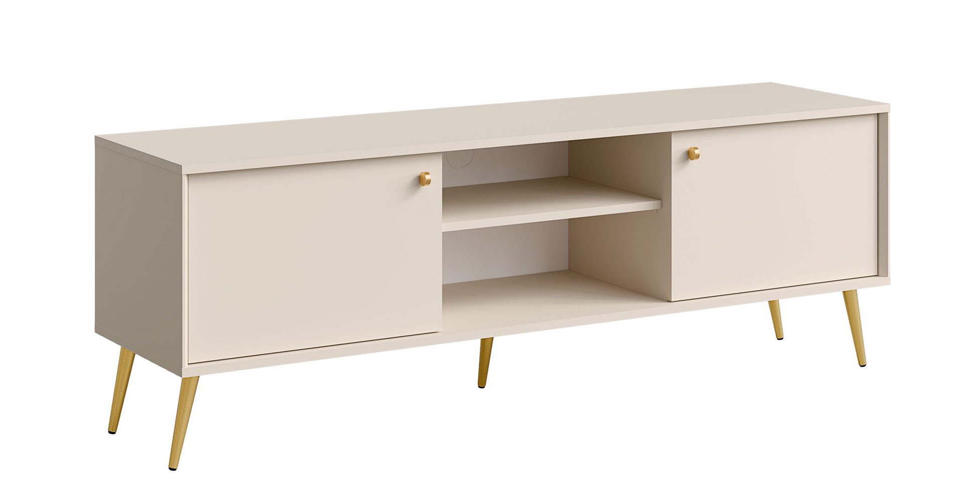Feldmann-Wohnen Lowboard Rose (2-türig, mit offenen Fächern, 1 St., moderne Optik, 2-türig mit offenen Fächern), 156x40,5x54cm 2-türig sandbeige