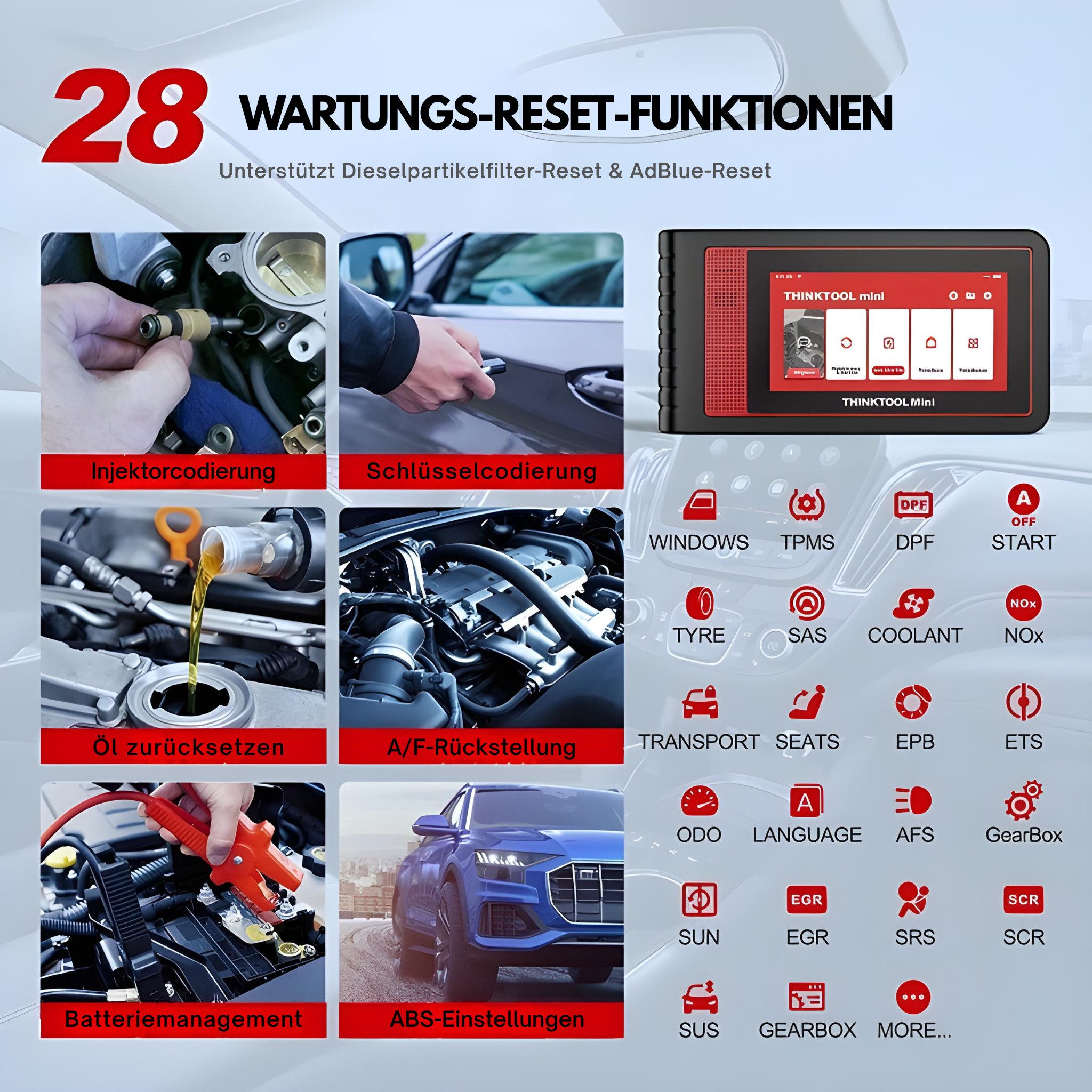 Thinkcar Kfz-Diagnosegerät OBD 2 Scanner, OBD Diagnosegerät, Touch, Bluetooth, Touch, dauerhafte Updates, Fehlercodelexikon, wireless