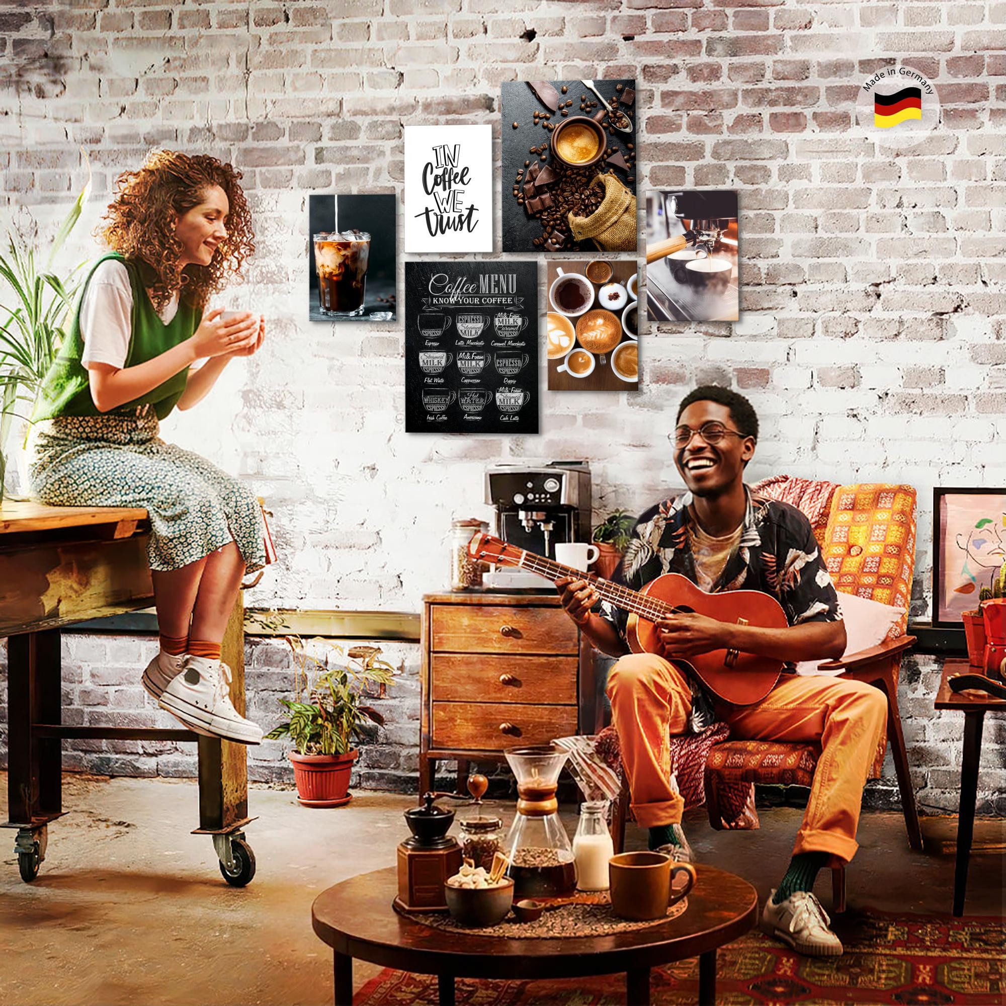 Novart Wandbild Wandbilder Küche Kaffee Gewürze AUFHÄNGFERTIG 90 x 80 cm Küchenbilder, Bunt (6 St)