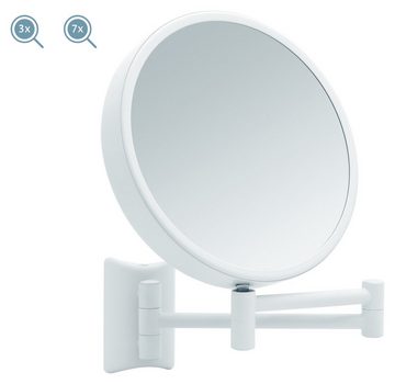 Libaro Kosmetikspiegel Imola, 360° Schminkspiegel weiß, Rasierspiegel 2-seitig, Vergrößerung 3x / 7x