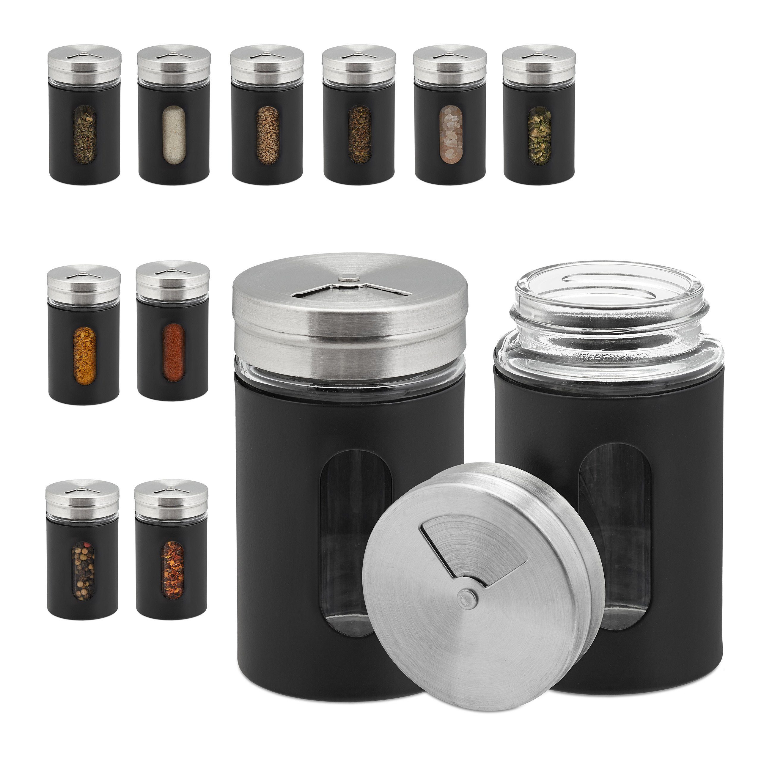 relaxdays Шейкер для специй 12er Set, schwarz