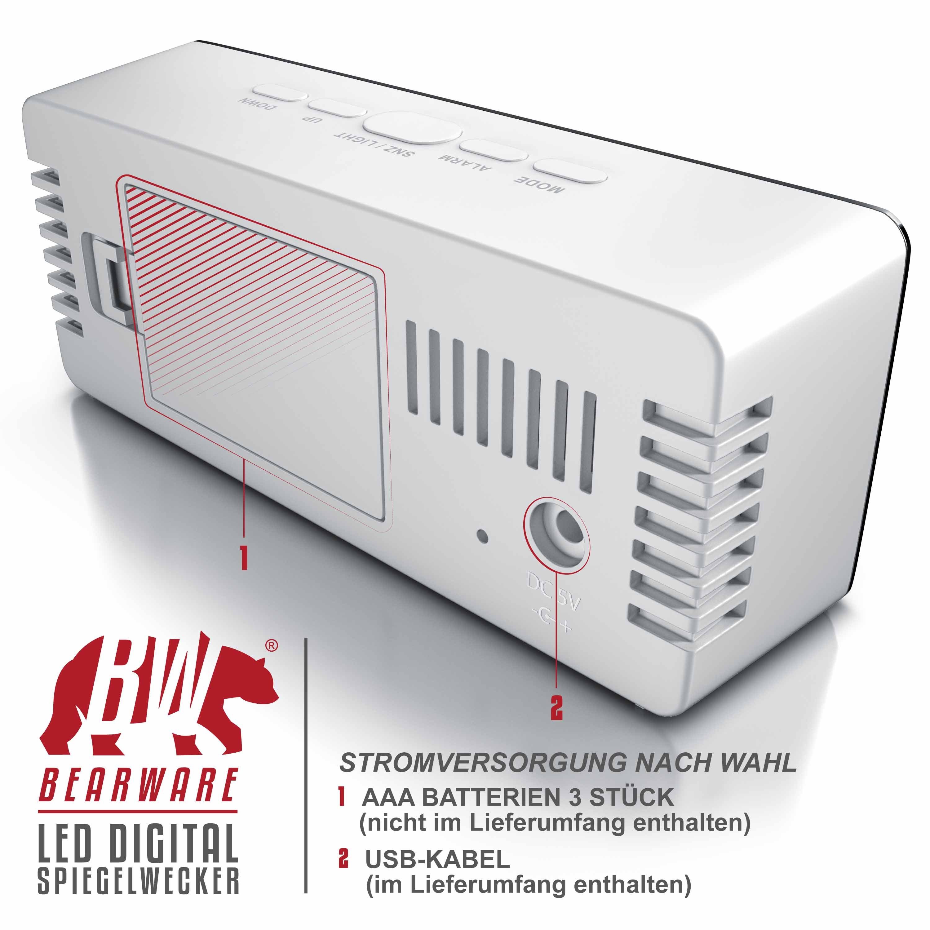 BEARWARE Wecker LED Spiegelwecker, Nachtmodus, Temperaturanzeige, günstig online kaufen