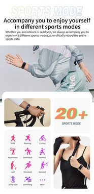 HYTIREBY Fitness Tracker Uhr für Damen, (1,47" HD Voll Touchscreen Zoll) Smartwatch (1,47" HD Voll Touchscreen " cm/1,4 Zoll), IP67 Wasserdicht Fitness Uhr, Pulsmesser Schrittzähler Schlafmonitor