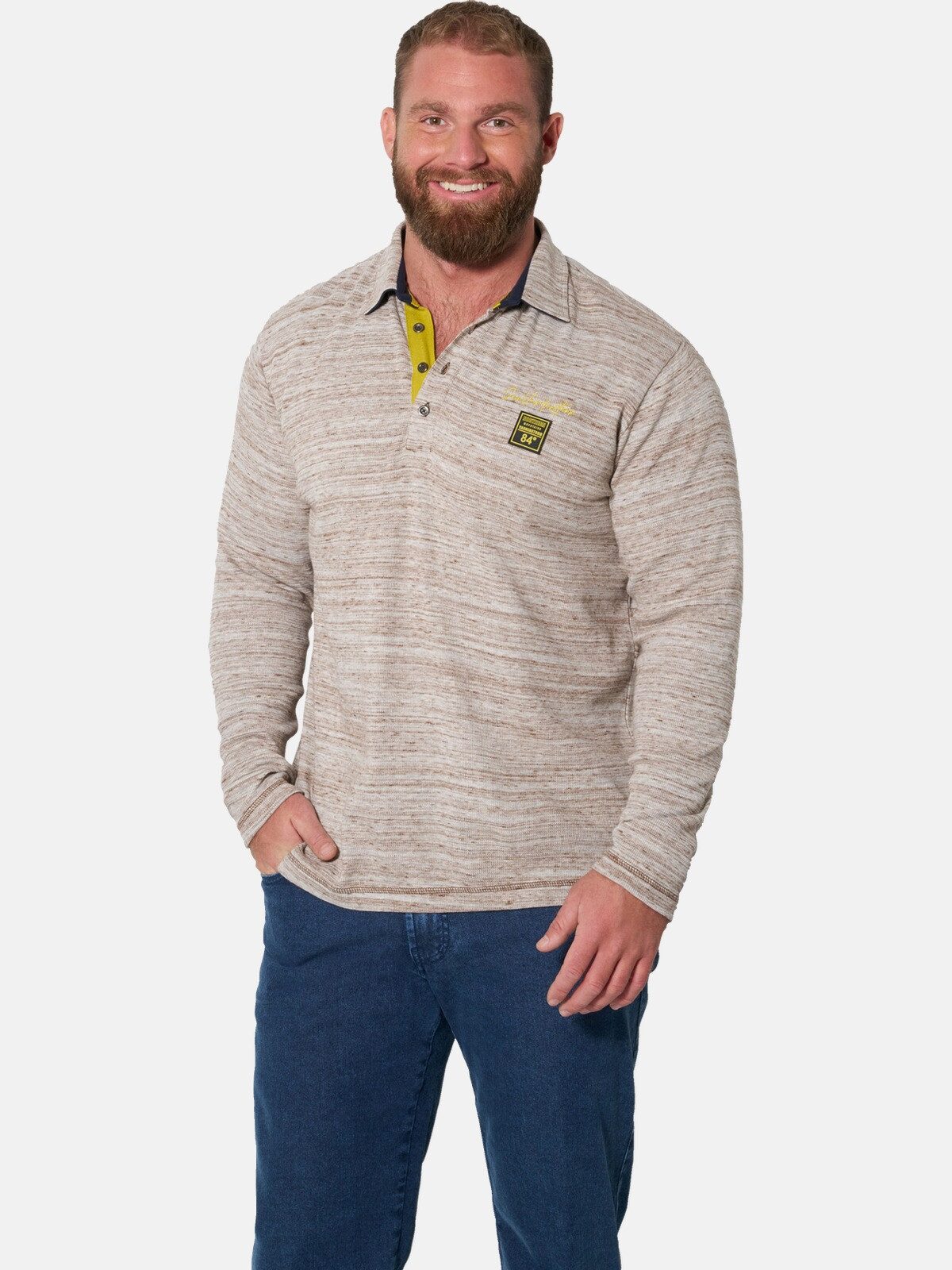 Jan Vanderstorm Langarm-Poloshirt ENDRE mit gerader Comfort Passform