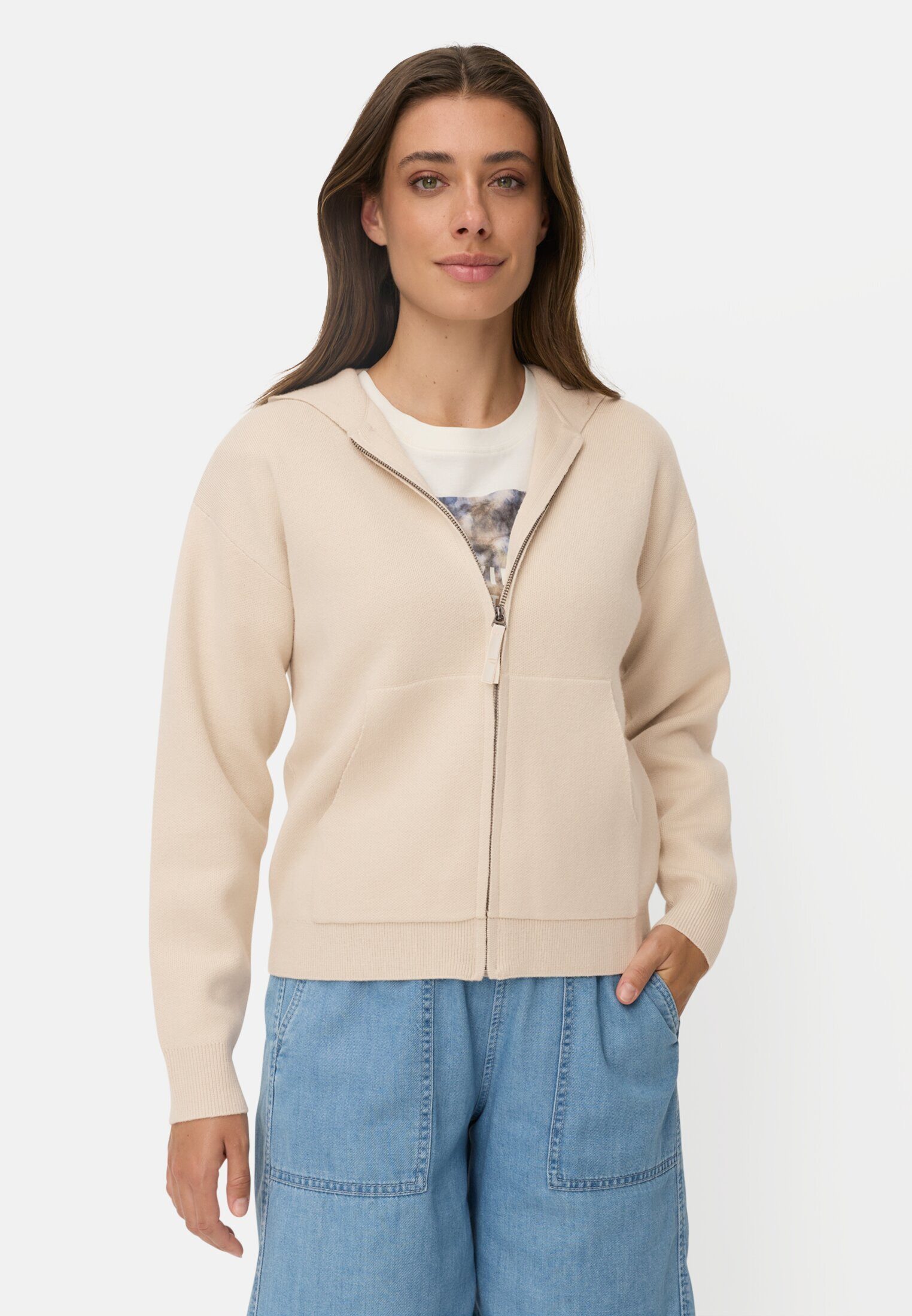 Strickjacke mit Kapuze Langarm