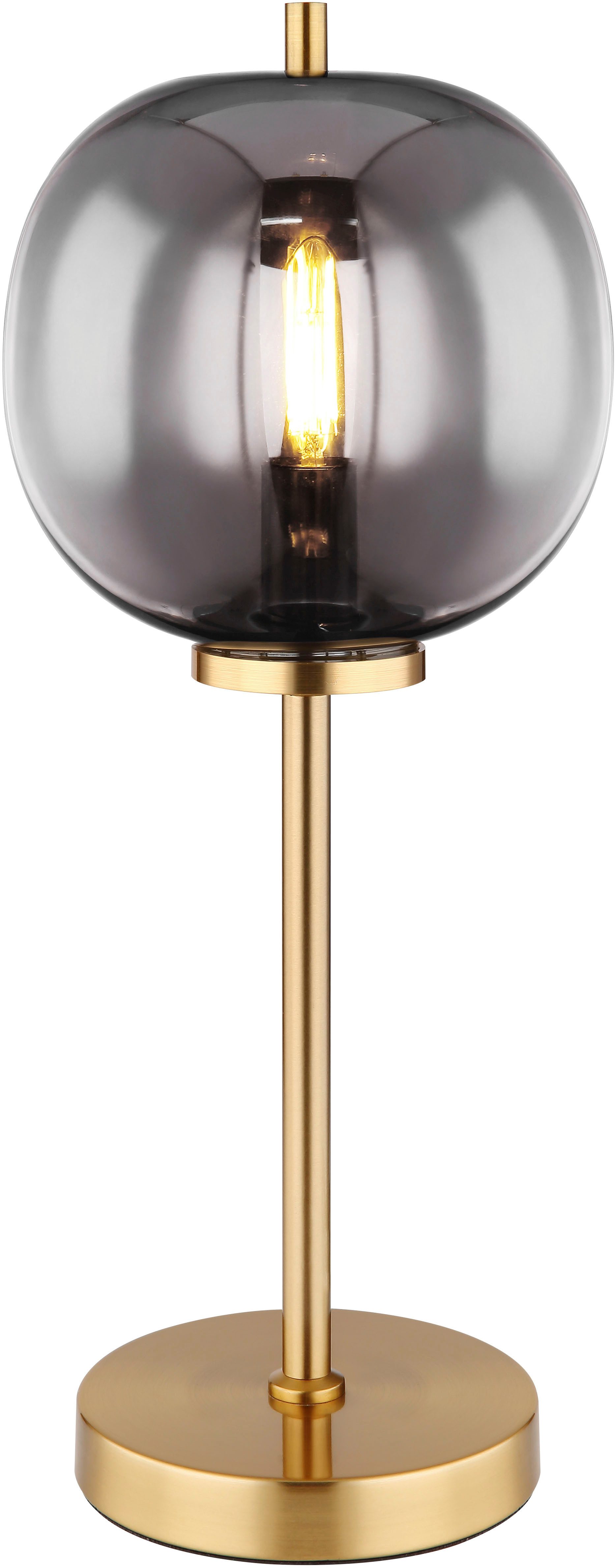 GLOBO LIGHTING Tischleuchte BLACKY I, ohne Leuchtmittel, Tischleuchte Messing, Glas, Wippschalter, E14