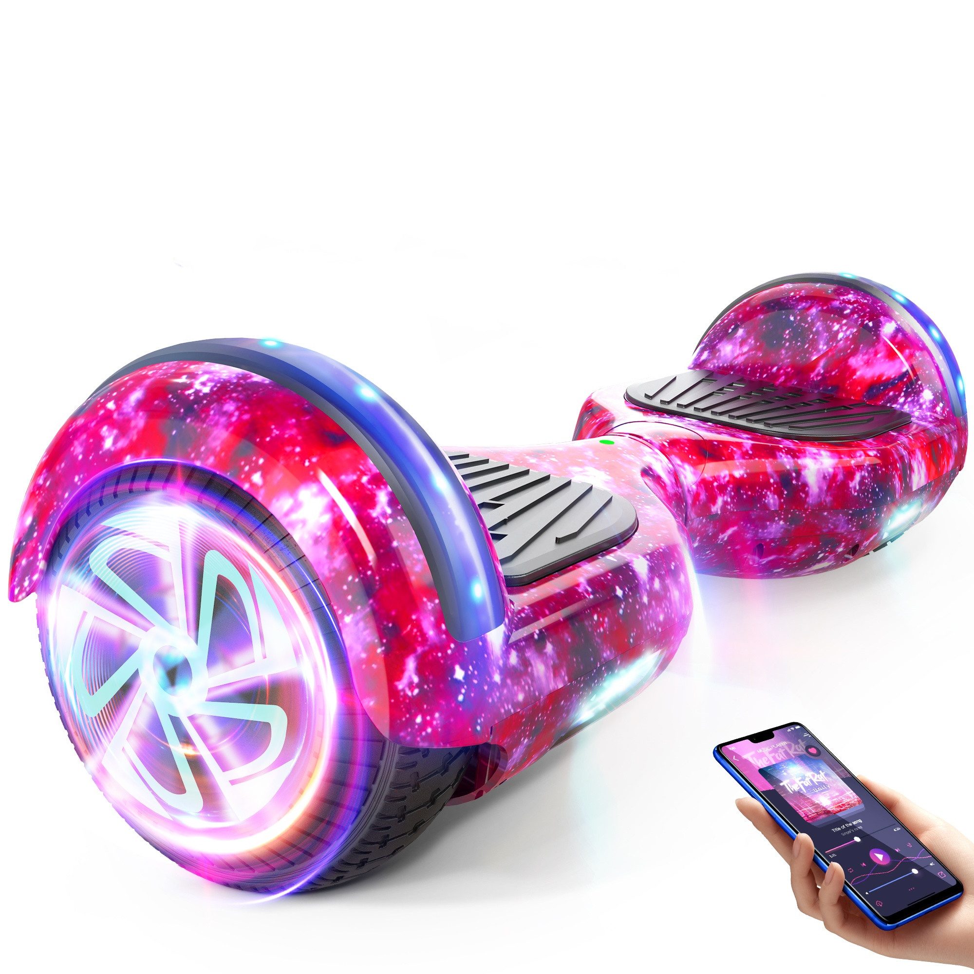 SISIGAD Balance Scooter 6,5 Zoll Dualmotorräder, Hoverboard mit LED-Licht, Smart Bluetooth, 10 km/h, Hoverboard mit LED Lichter Bluetooth,Geschenk für Kinder