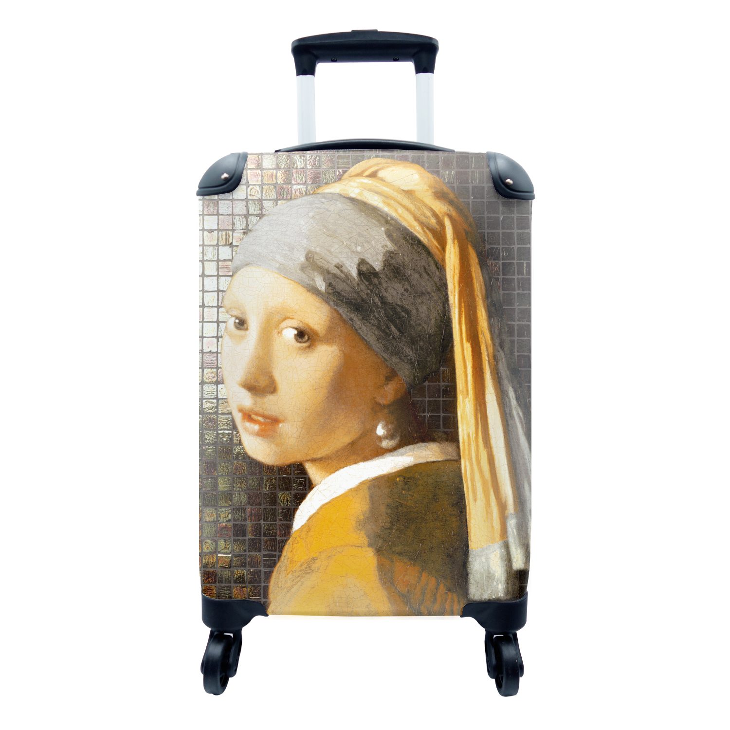 Das Handgepäckkoffer MuchoWow 4 dem Handgepäck Ferien, Vermeer, Reisetasche rollen, mit Rollen, Trolley, - für - Gemälde Perlenohrring mit Reisekoffer Mädchen