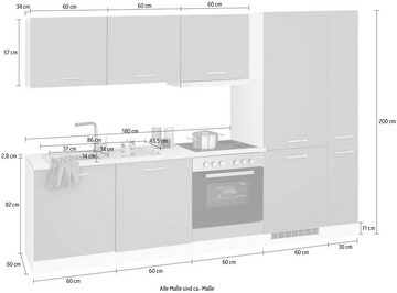 HELD MÖBEL Küchenzeile Visby, mit E-Geräte, 270 cm, inkl. Kühl/Gefrierkombination und Geschirrspüler