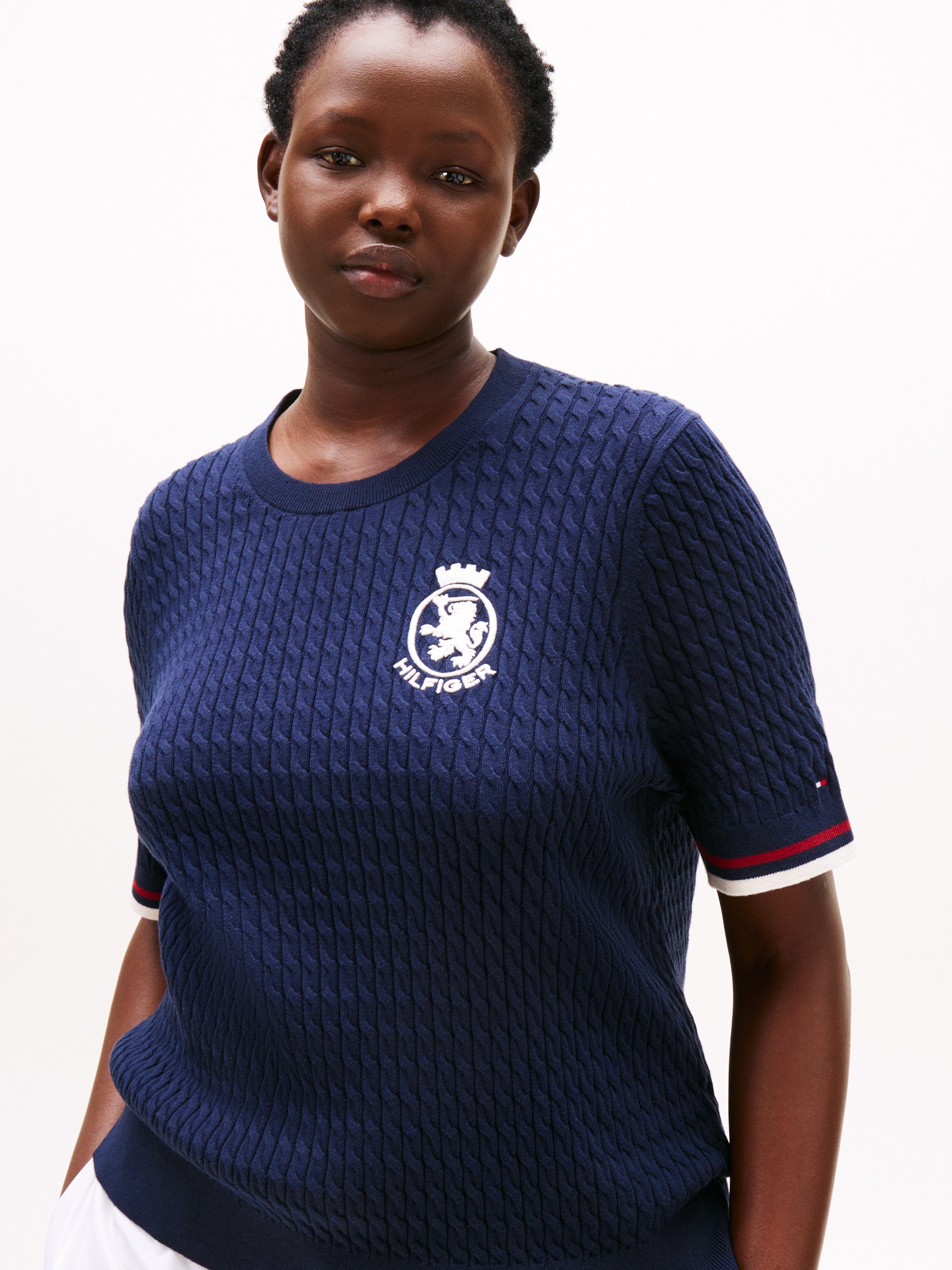 Tommy Hilfiger Curve Strickpullover CRV CO CABLE FINE GG GPC SS SWT in groß günstig online kaufen