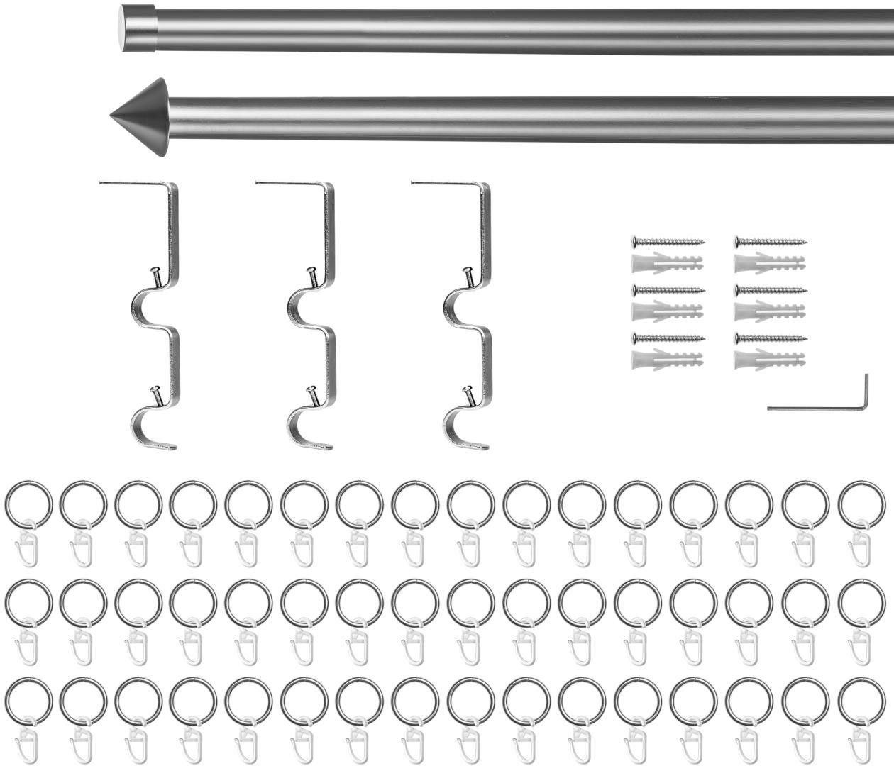 Gardinenstange Gardinenstange Kegel, 240 mit LICHTBLICK mm, ausziehbar, cm - 2 Chrom, Stores. für ausziehbar, Ø und 20 Ringen Zweiläufige 20 Vorhangstange Metall, ORIGINAL, 130 2-läufig, Gardinen mm, läufig