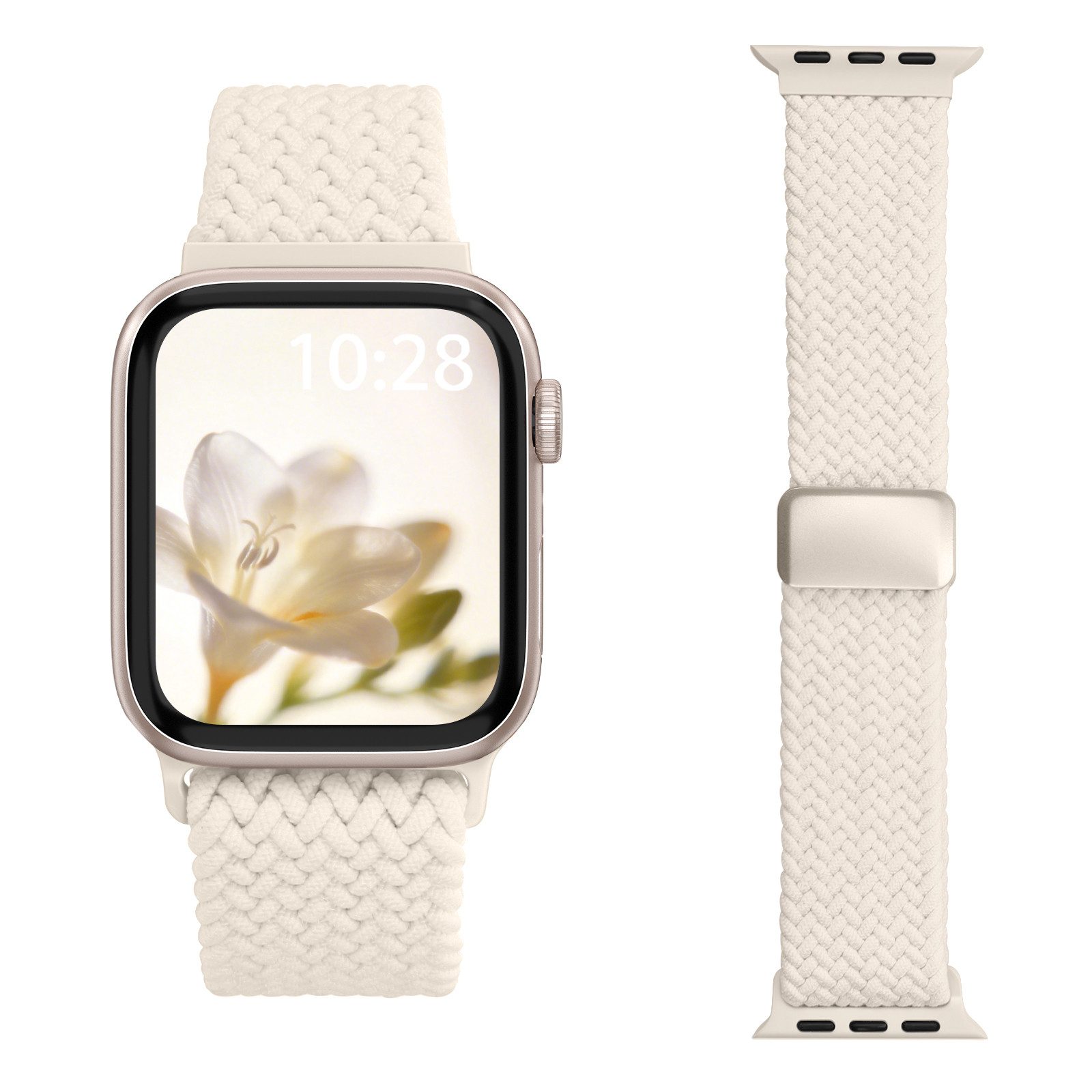Fintie Smartwatch-Armband Geflochtenes Armband für Apple Watch 40mm 41mm 42mm 38mm Damen Herren, Elastisch Nylonband für iWatch SE 3/2/1 Series 11 10 9 8 7 6 5 4 3 2 1