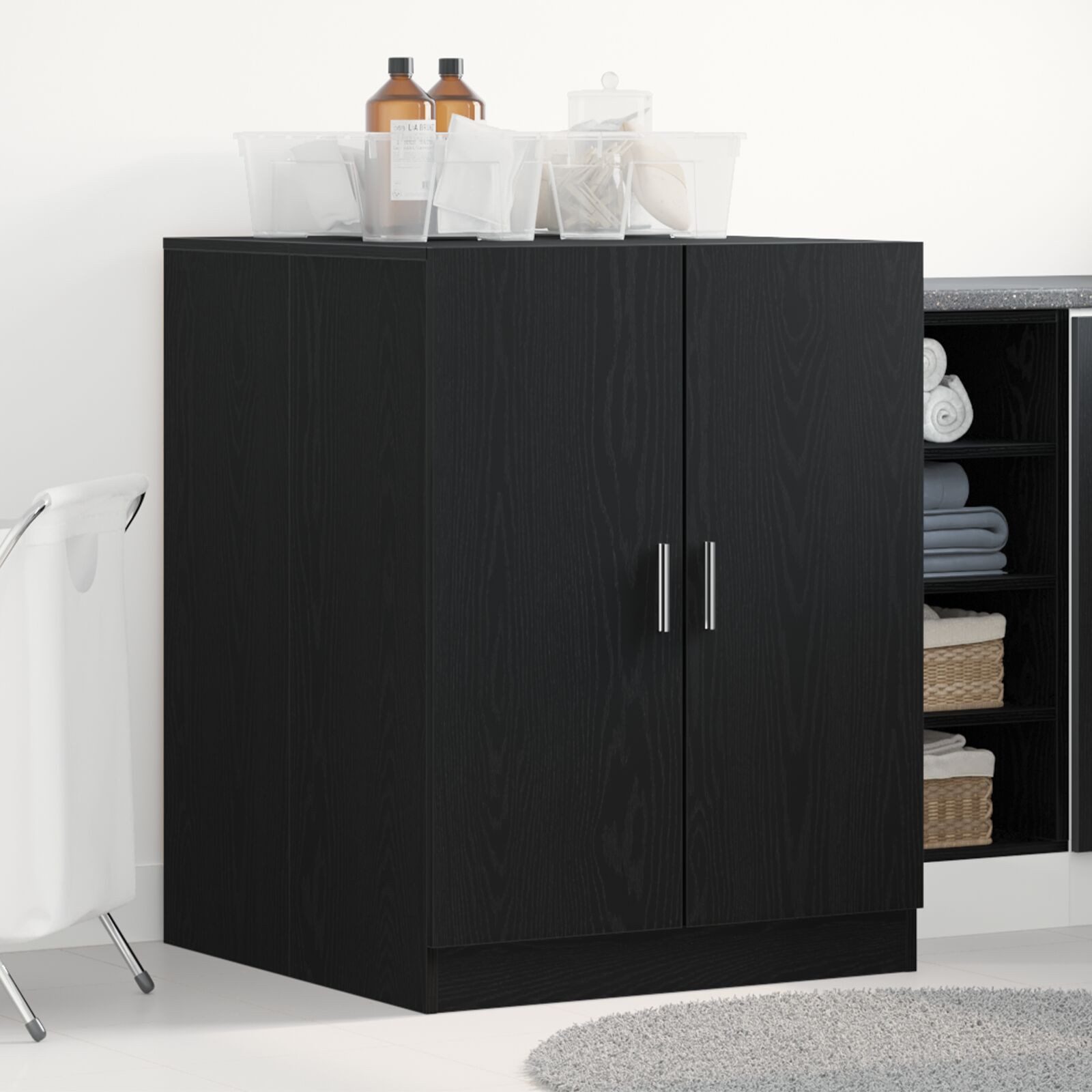 vidaXL Mehrzweckschrank Waschmaschinenschrank Schwarze Eiche 70,5x71,5x91,5 günstig online kaufen