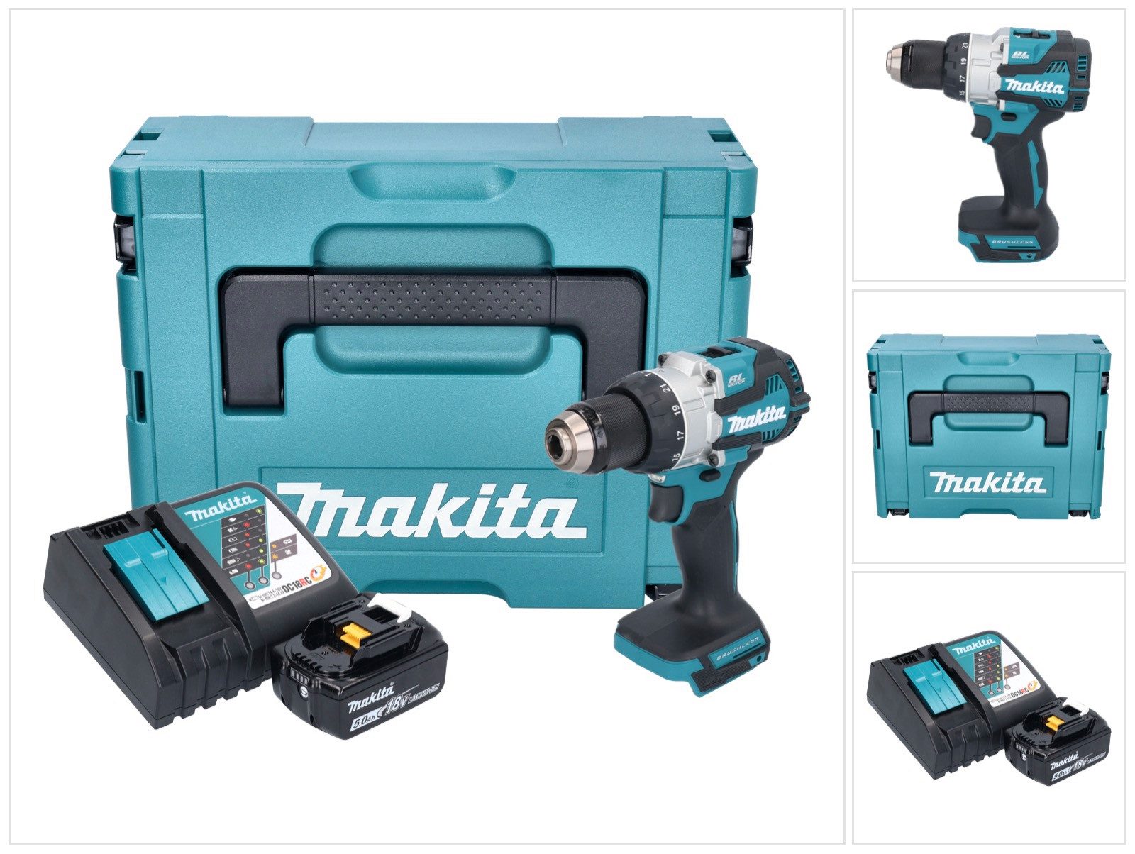 Makita Akku-Schlagbohrschrauber Makita DHP 489 RT1J Akku Schlagbohrschrauber 18 V 73 Nm Brushless + 1x