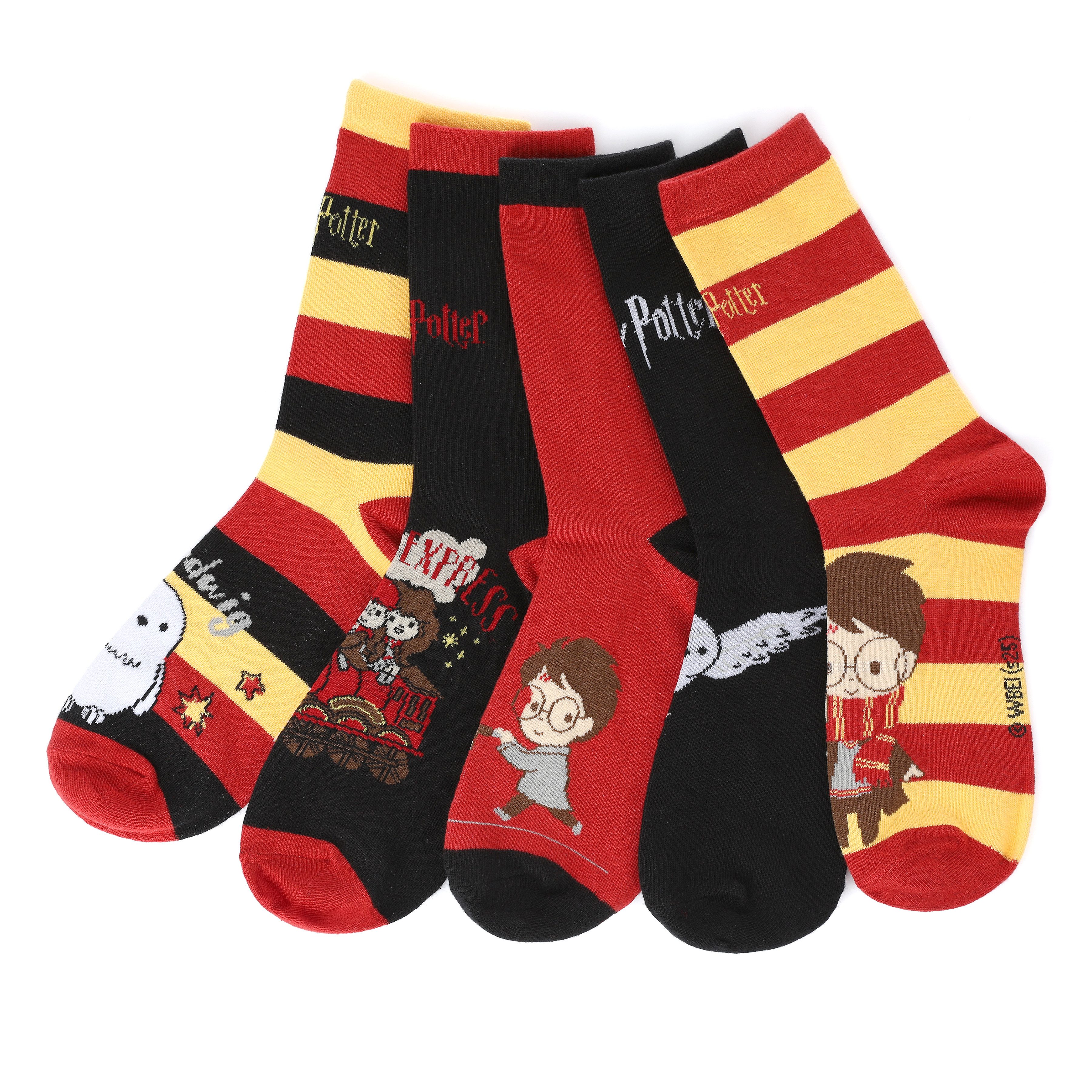 Harry Potter Socken Bunte Motiv Socken aus Baumwoll als Accessoire (5er Pack) Geschenke für Erwachsene und Teenager - Größe 35-41