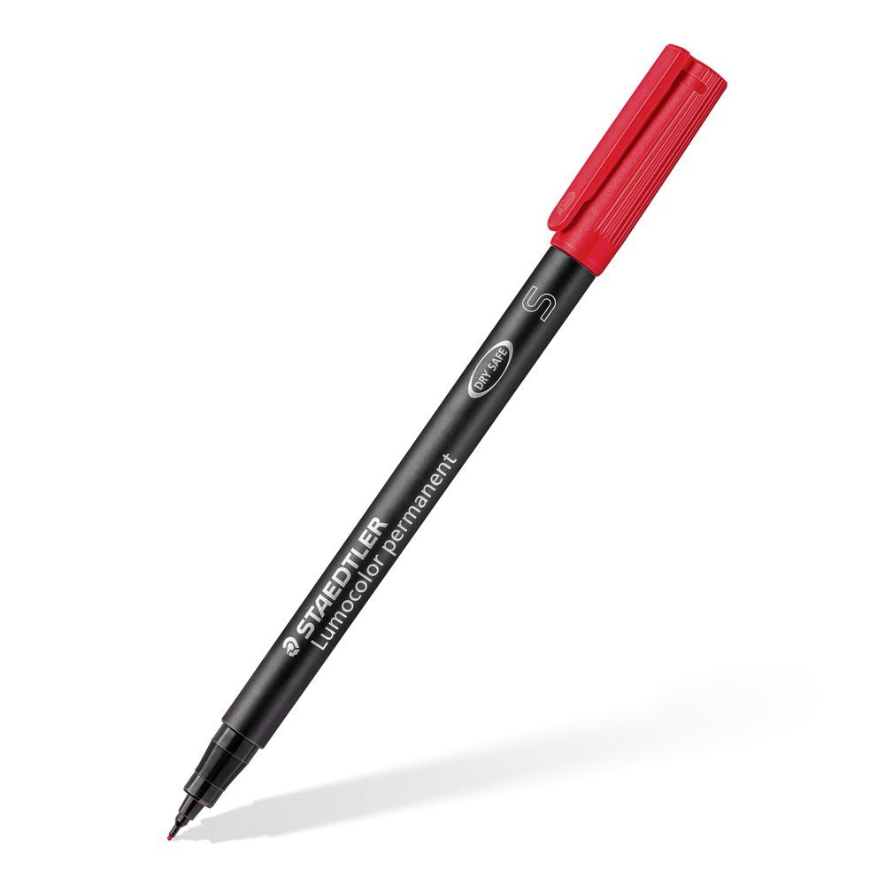 STAEDTLER Permanentmarker Staedtler Lumocolor permanent S DRY SAFE 313 WP4 Permanentmarker Rot