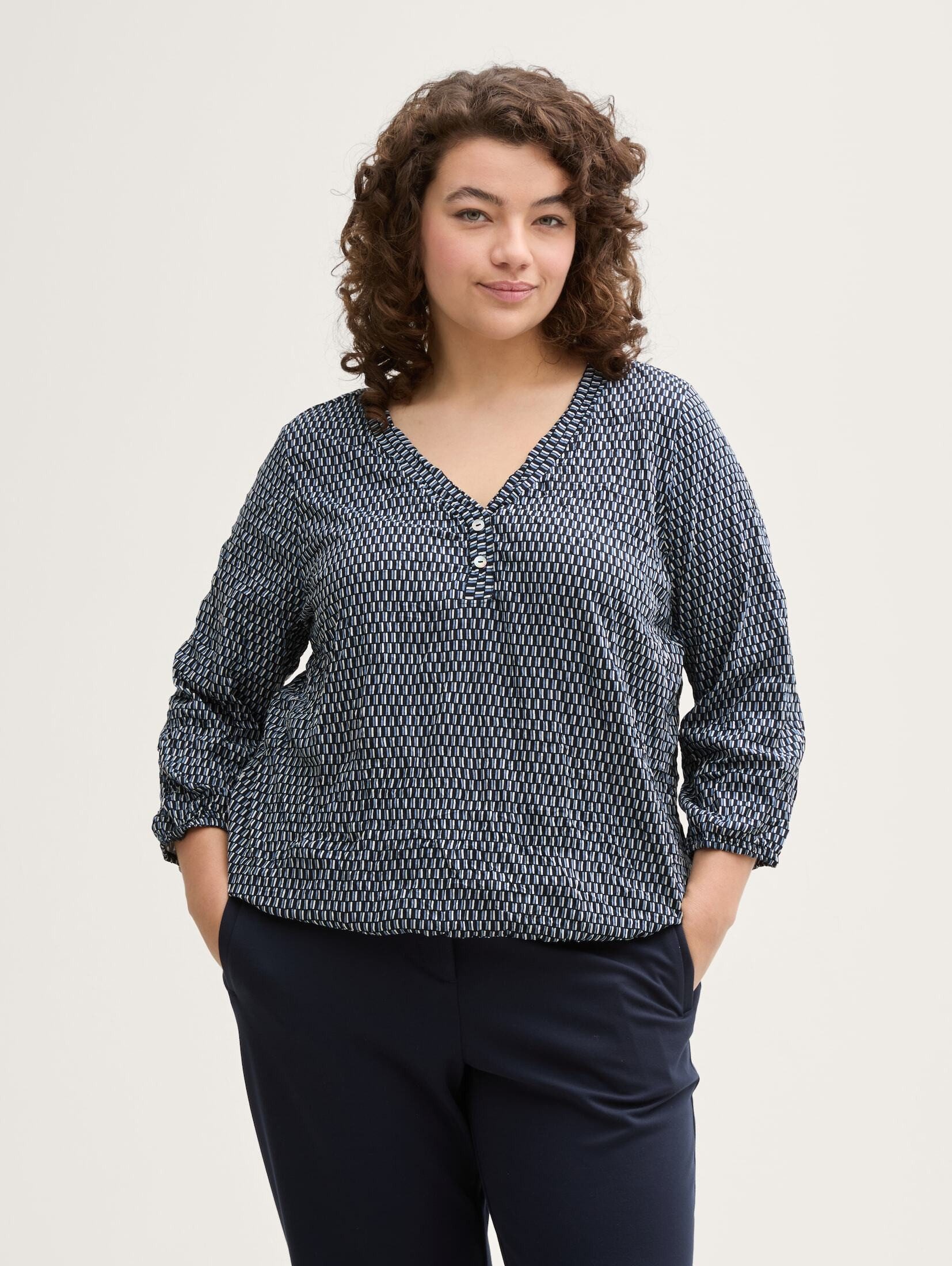 3/4-Arm-Shirt Plus Size - Crinkle Blusenshirt