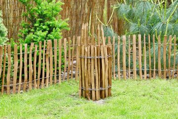 sunnypillow Gartenzaun Staketenzaun mit Pfosten aus Haselnuss imprägnierter Zaun, Höhe 35 cm Länge 500 cm Lattenabstand: 7-8 cm