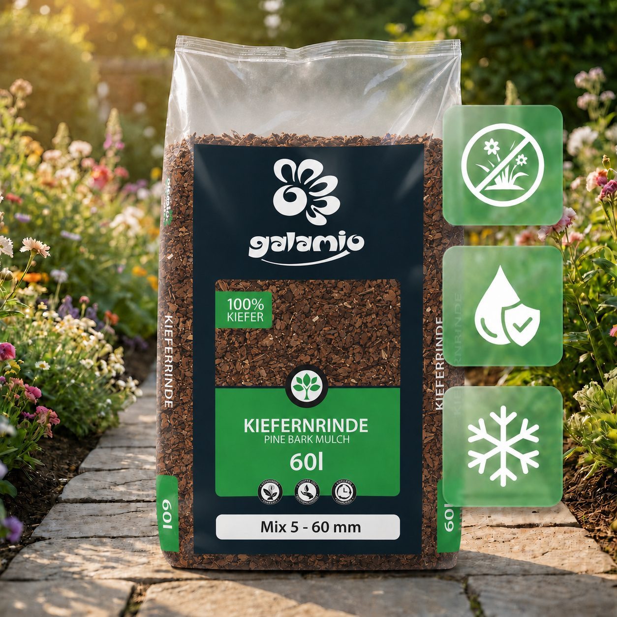 GALAMIO Rindenmulch Kiefer Mix, (Palette, 12-St)