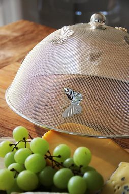 EDZARD Schutzhaube, (Höhe 18 cm, Ø 30 cm) edel versilbert, Fliegenschutz, Insektenschutzschirm für Lebensmittel